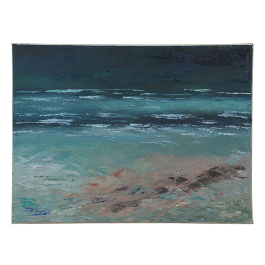 James Baldoumas Oil Painting "Midnight on the Beach," 2021