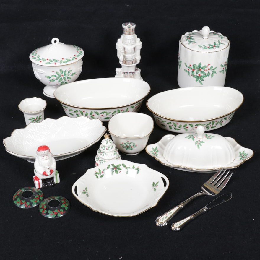 Lenox "Holiday" and Christmas Themed Porcelain Table Accessories