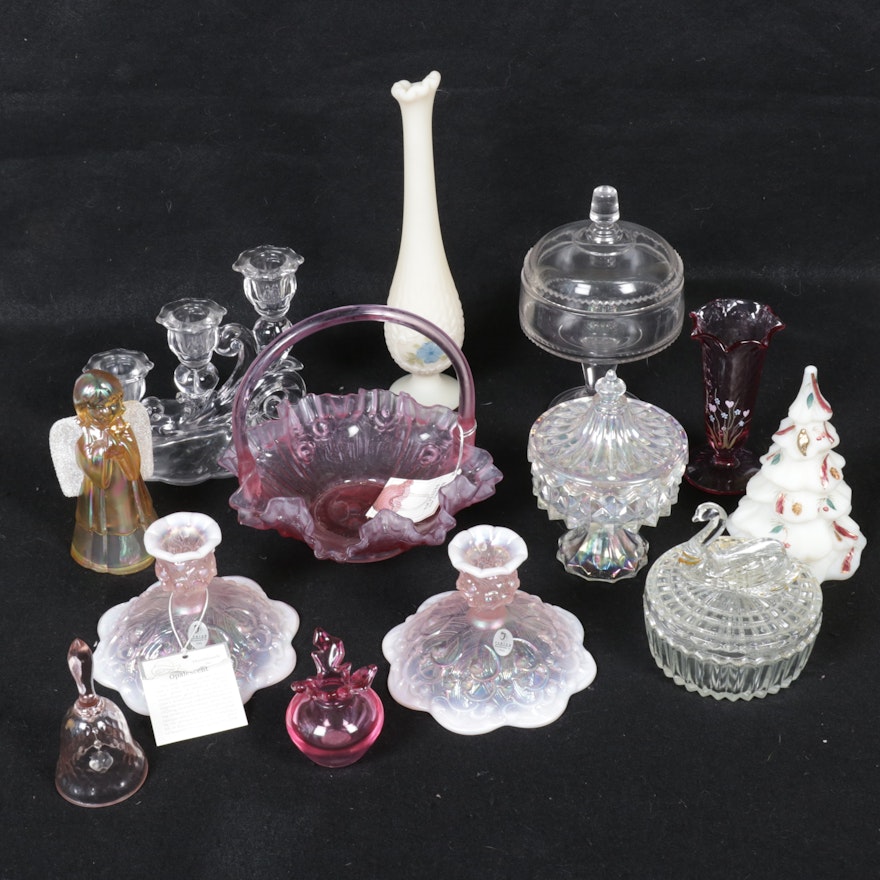 Fenton, Jeanette, and Other Glass Lidded Containers and Tableware, 20th Century