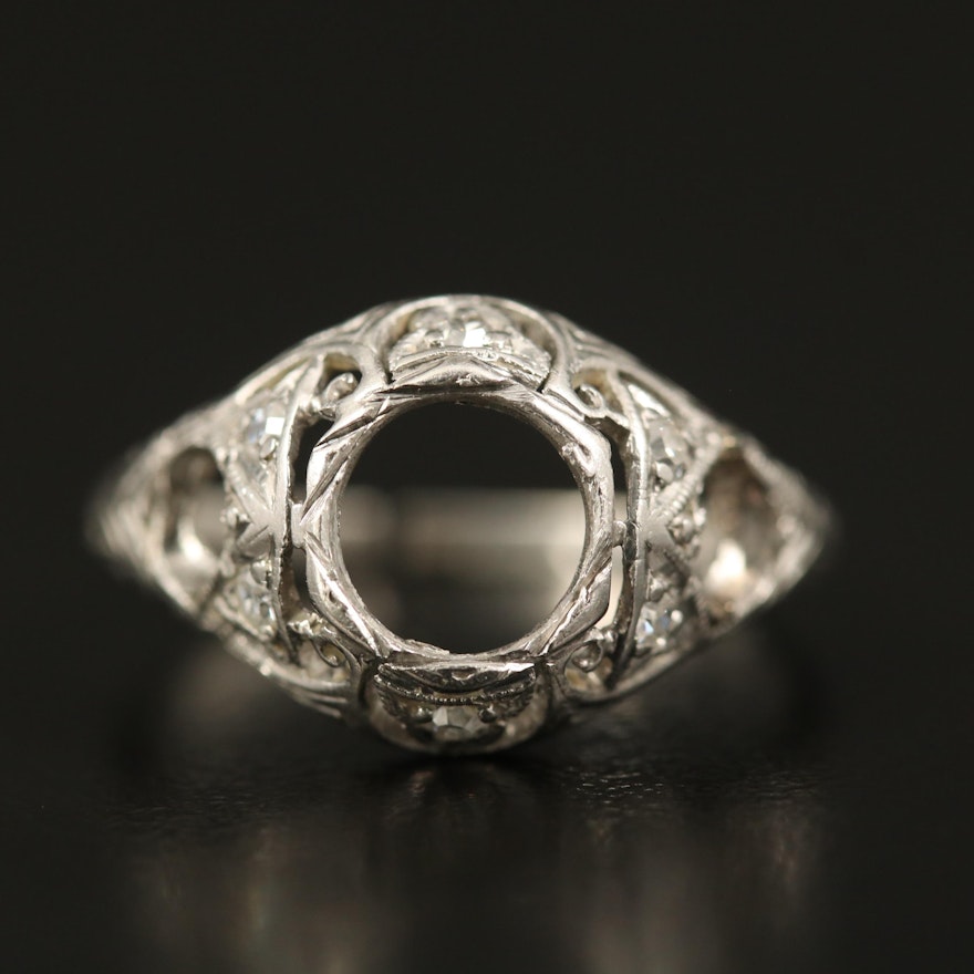 Edwardian Platinum Diamond Semi-Mount Scrap Ring