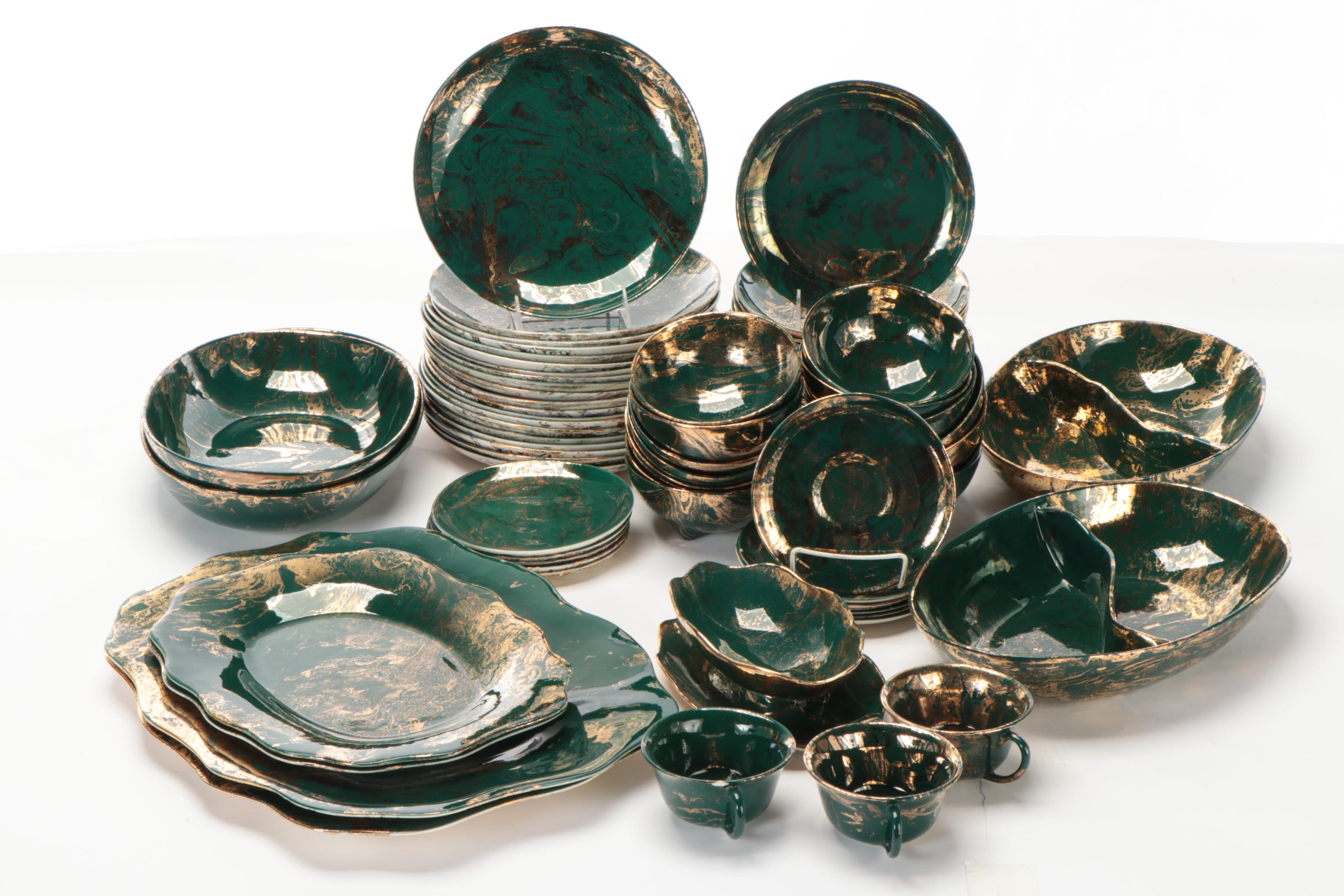 Sascha Brastoff Artist Signed "Surf Ballet" Modernist Dinnerware, 20th Century