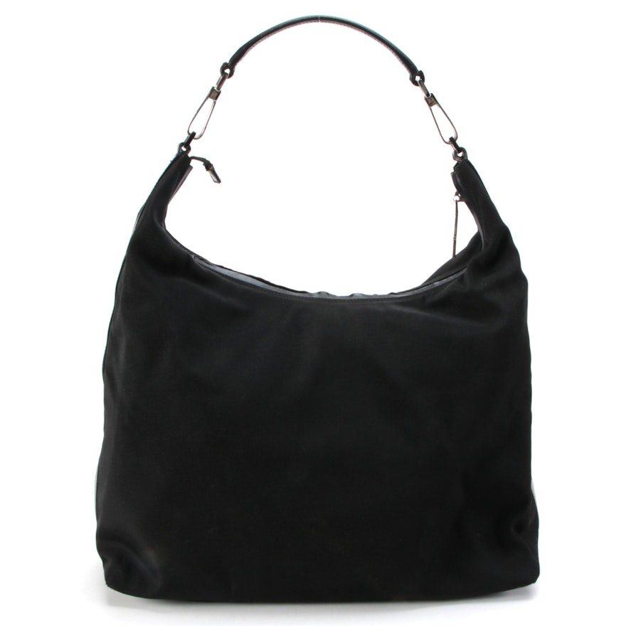 Gucci Hobo Bag in Black Nylon and Leather