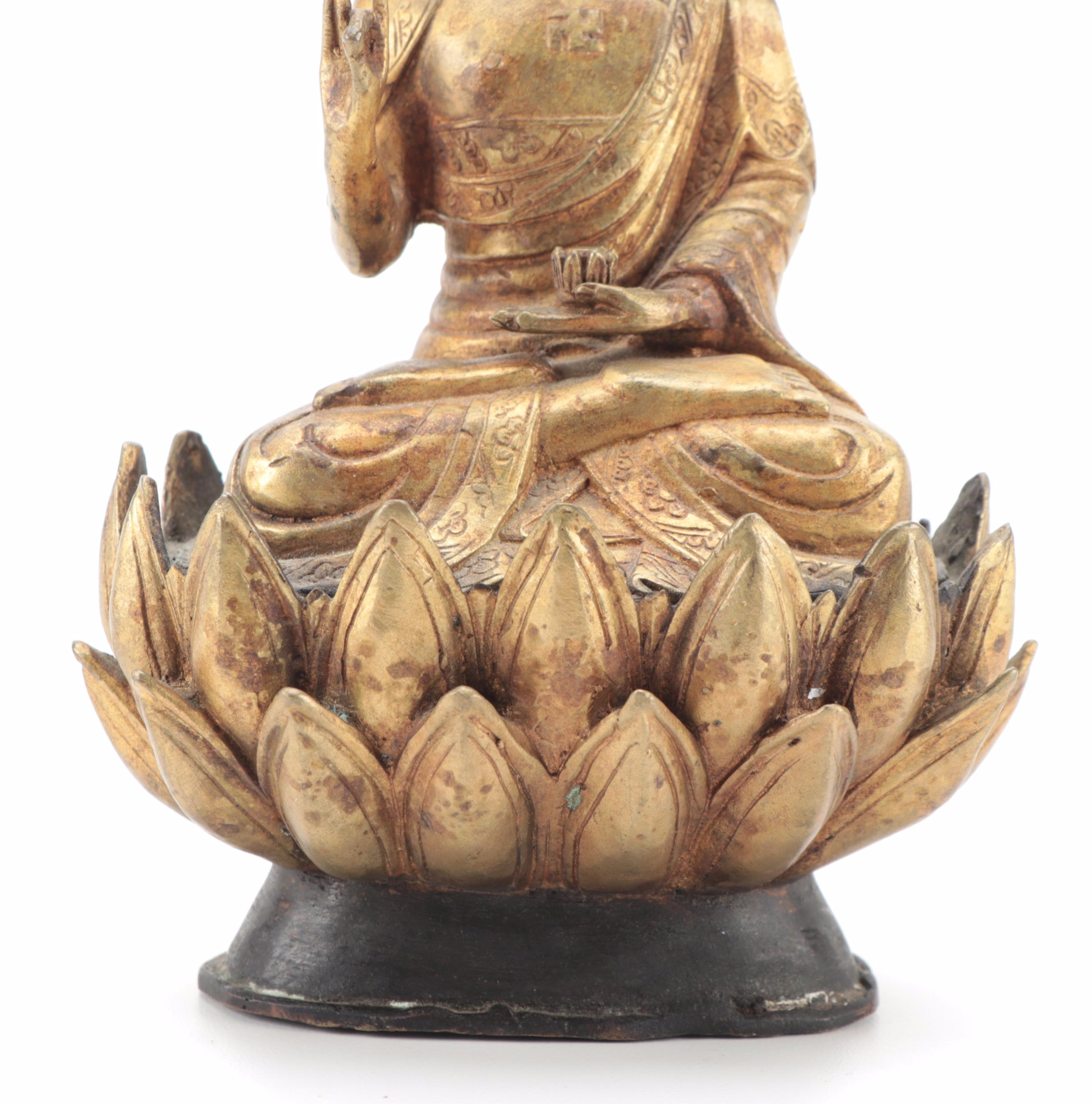 Chinese Gilt Bronze Karana Mudra Seated Buddha