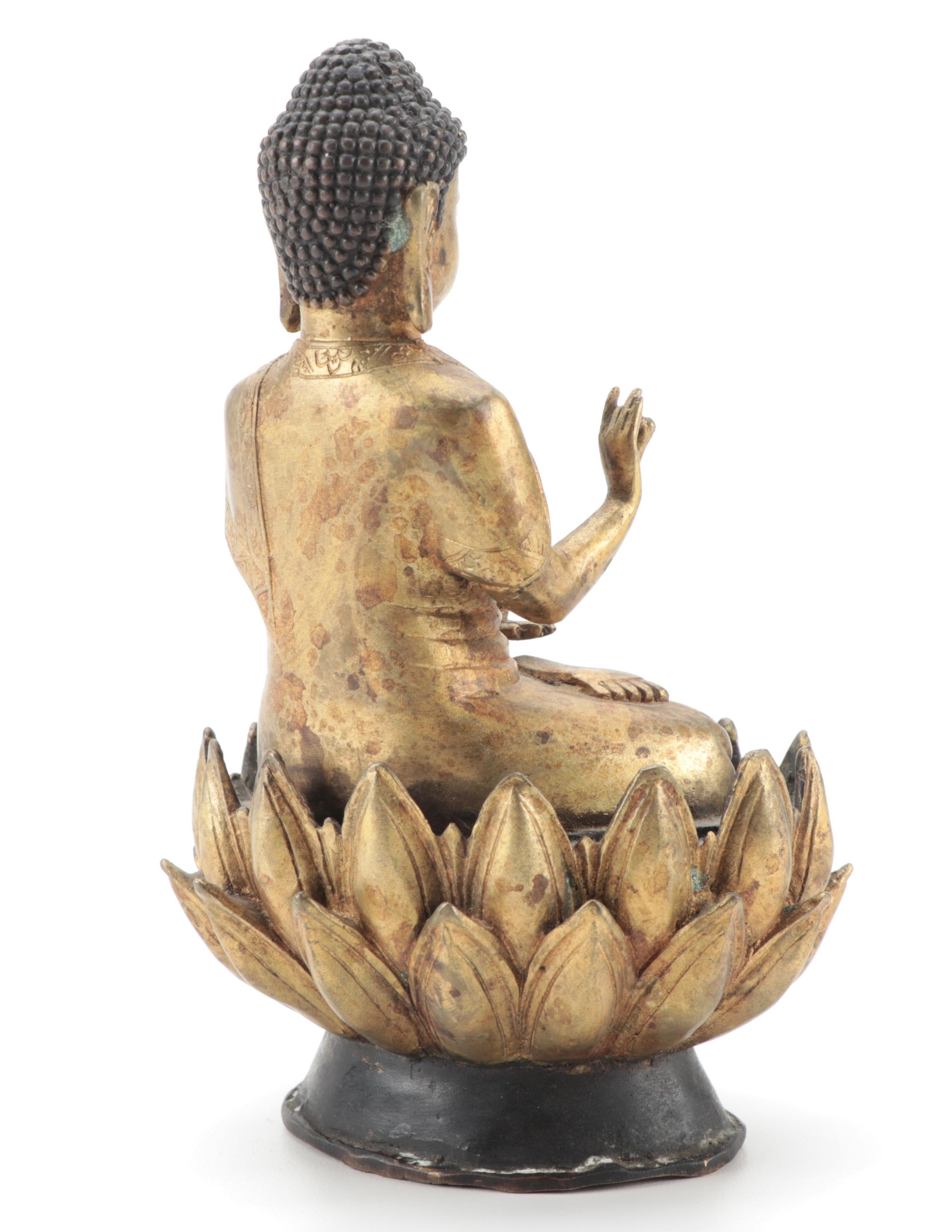 Chinese Gilt Bronze Karana Mudra Seated Buddha