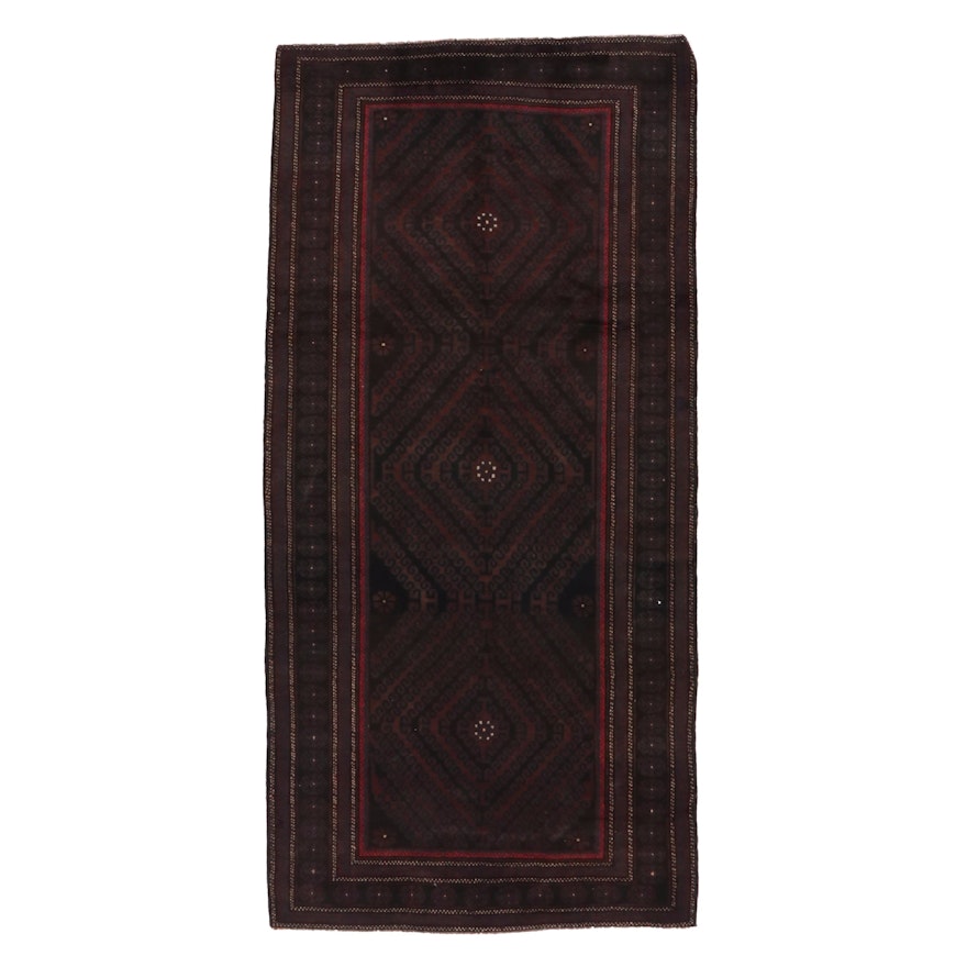 4'8 x 9'9 Hand-Knotted Afghan Baluch Wool Area Rug