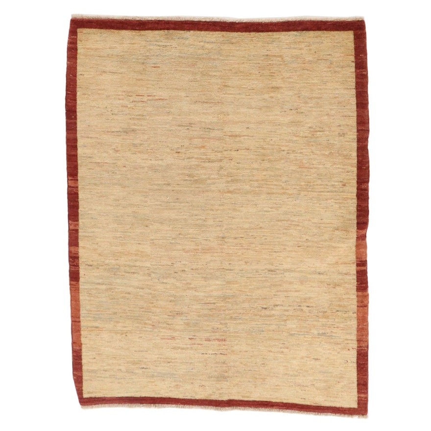 5'2 x 6'10 Hand-Knotted Pakistani Gabbeh Wool Area Rug