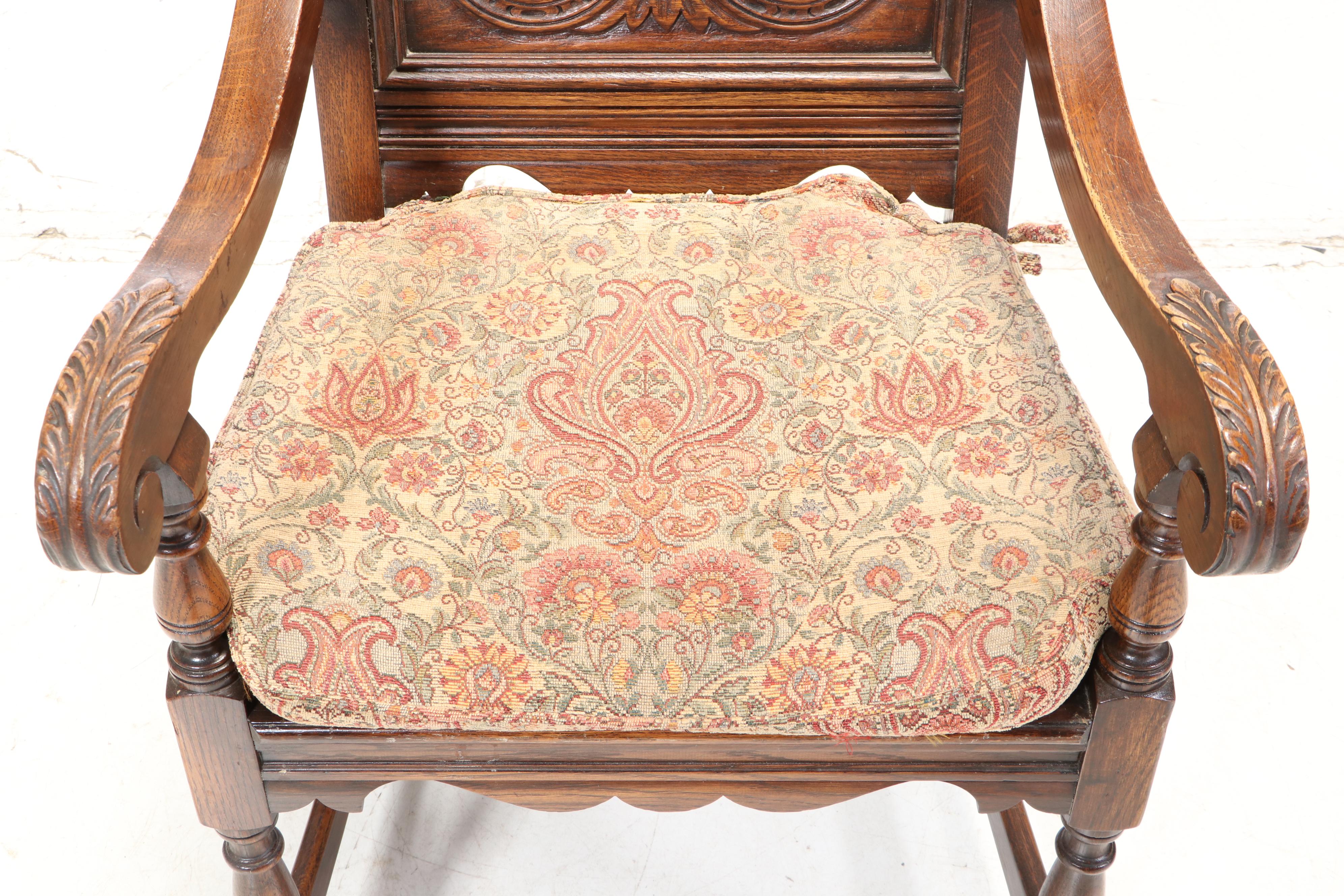 Eleven-Piece Jacobean Style Carved Oak Dining Set, Early 20th Century