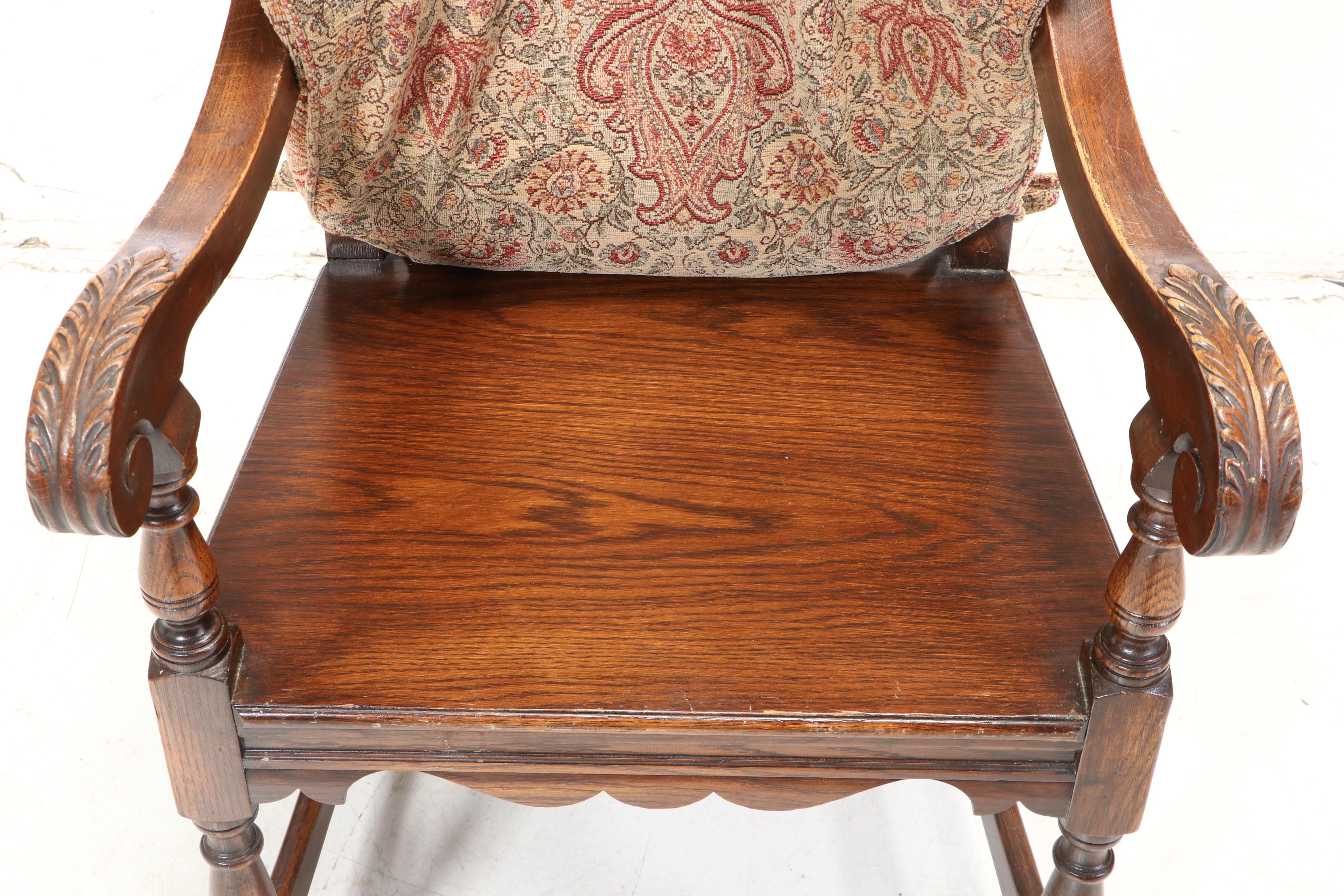 Eleven-Piece Jacobean Style Carved Oak Dining Set, Early 20th Century