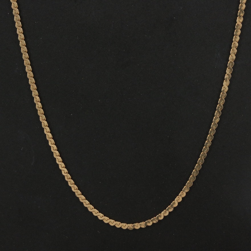 Italian 14K Serpentine Chain Necklace