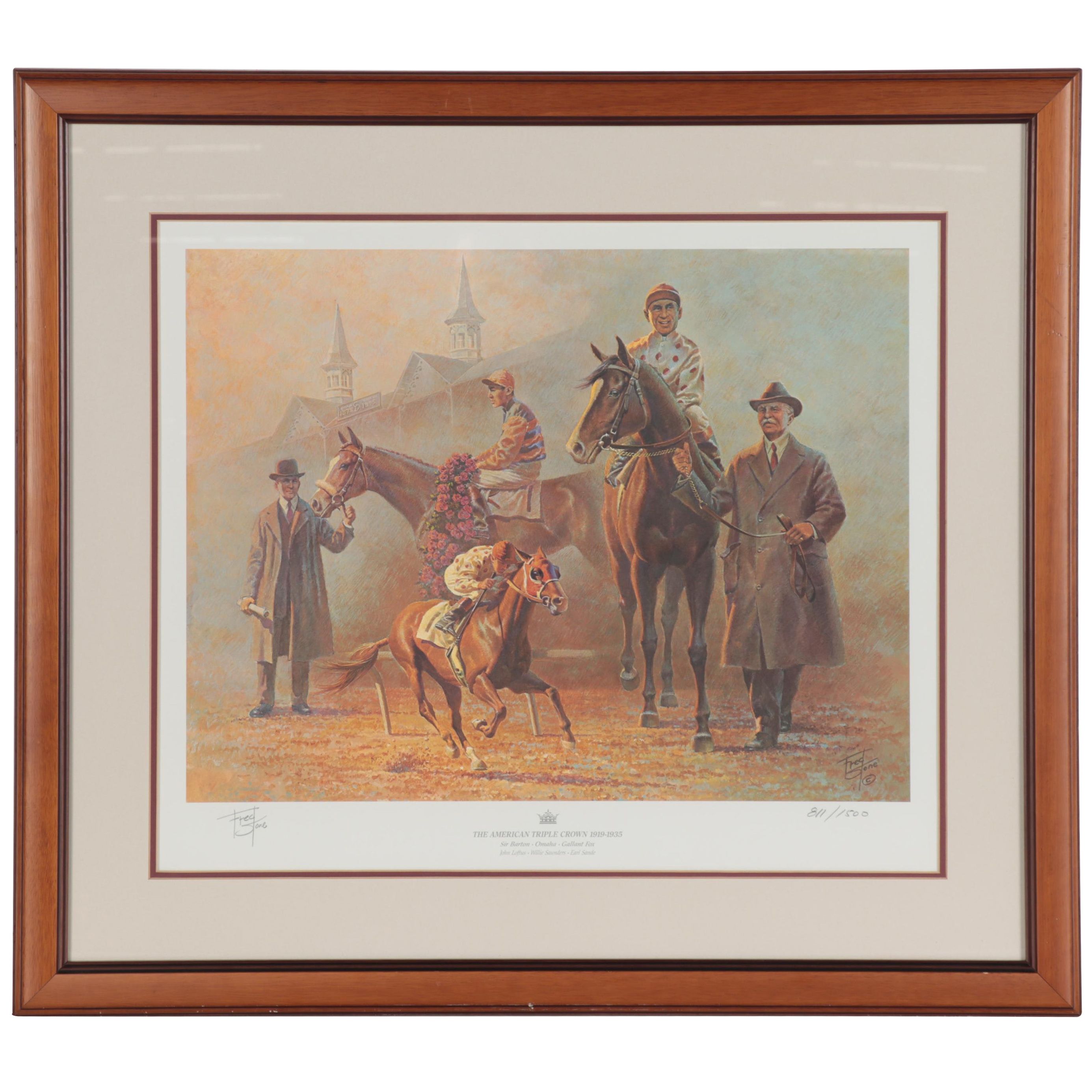 Fred Stone Offset Lithograph "The American Triple Crown"