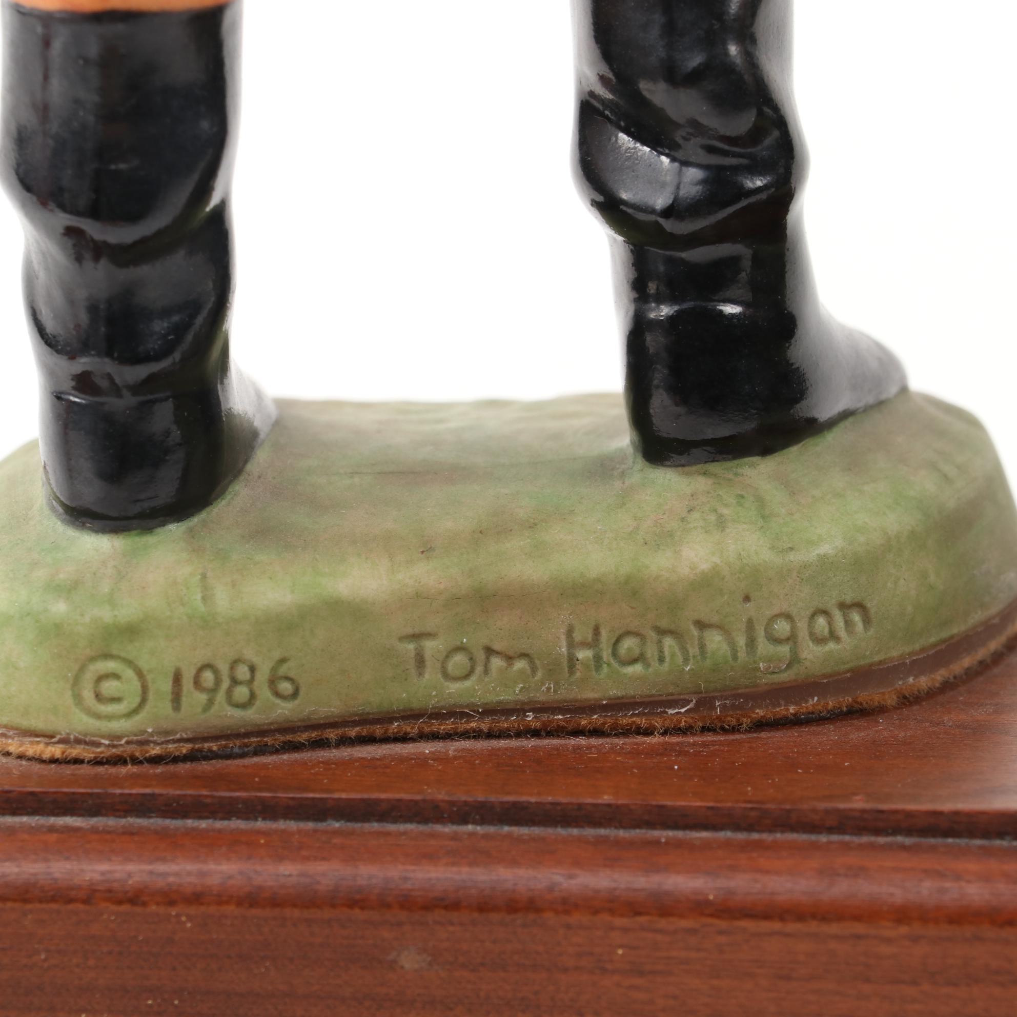 Tom Hannigan Ceramic Jockey Figurines with Authentic Race Crop and Goggles