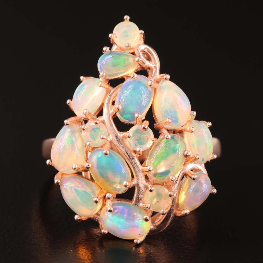 Sterling Opal Cluster Ring