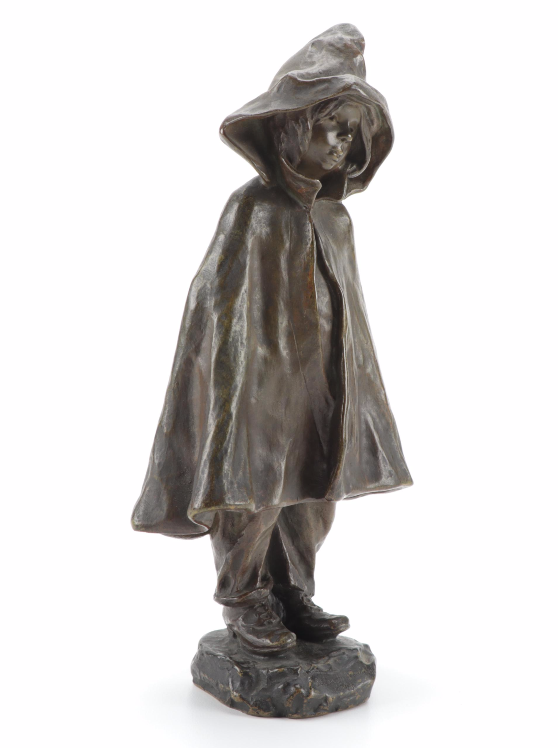 Bronze Sculpture after Elisa Beetz-Charpentier "Girl with Hood"