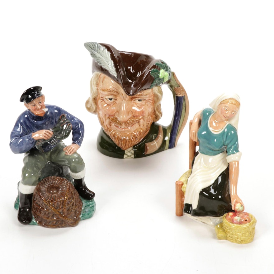 Royal Doulton "Robin Hood" Character Jug and Other Figurines