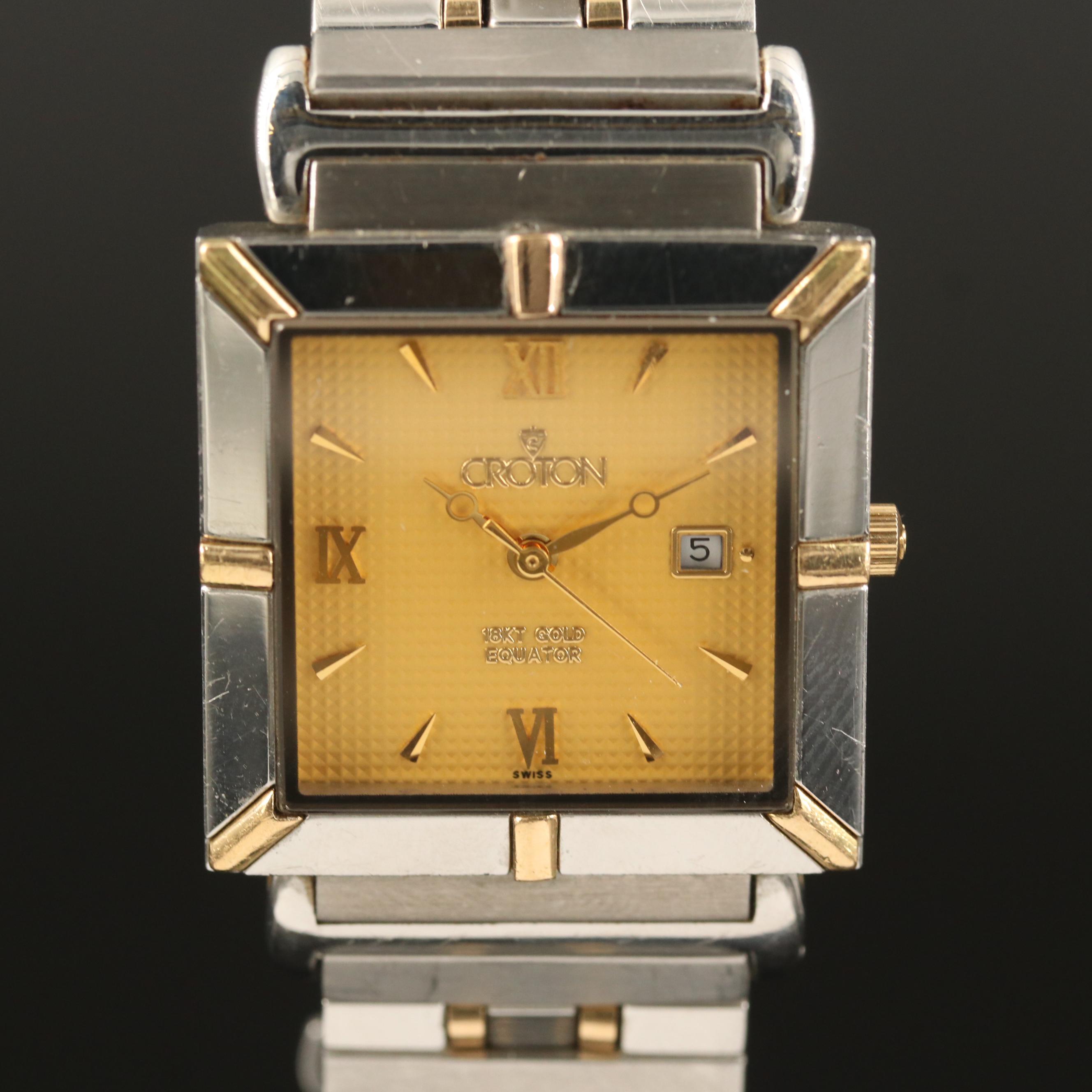 Croton "Equator" 18K Gold and Stainless Steel Quartz Watch