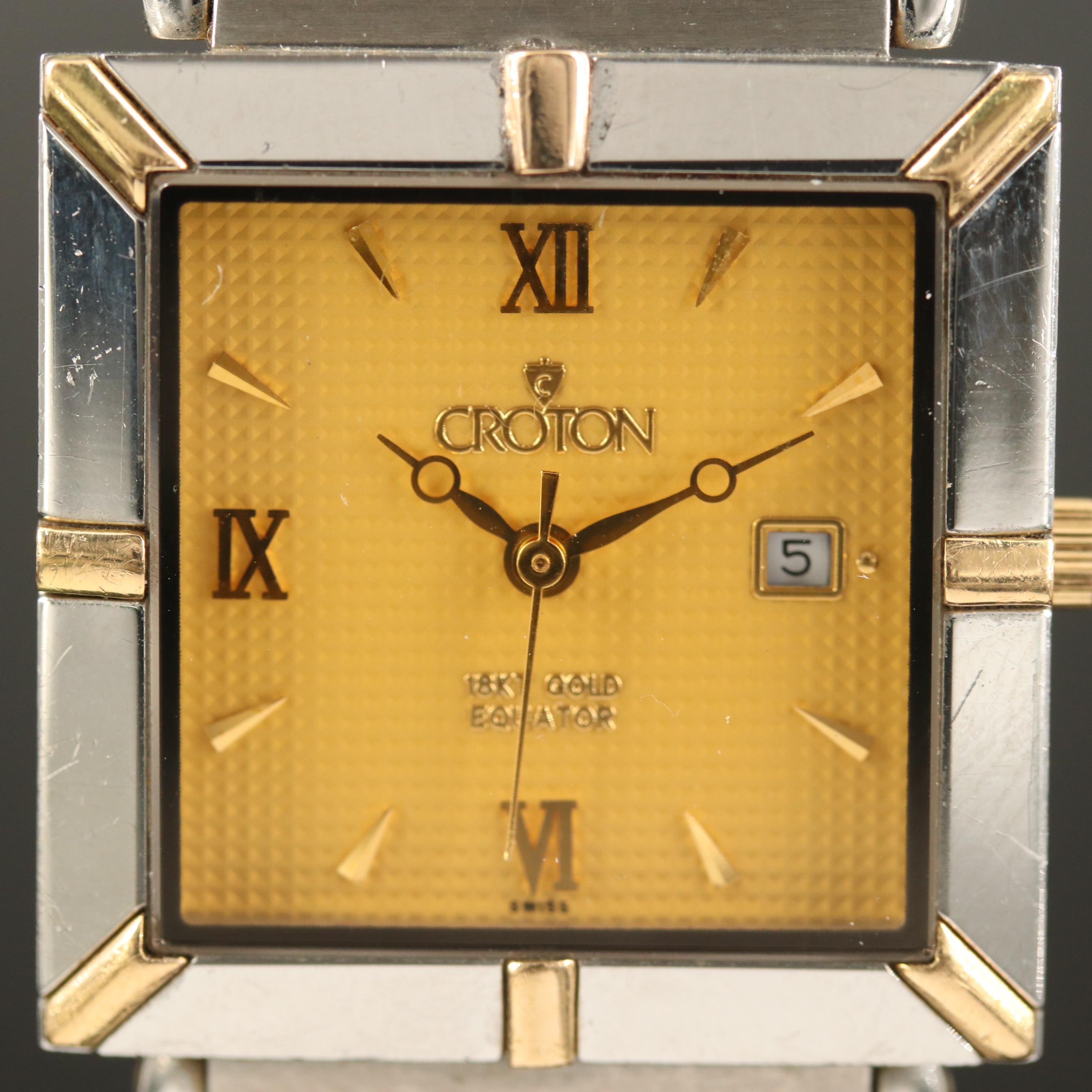 Croton "Equator" 18K Gold and Stainless Steel Quartz Watch