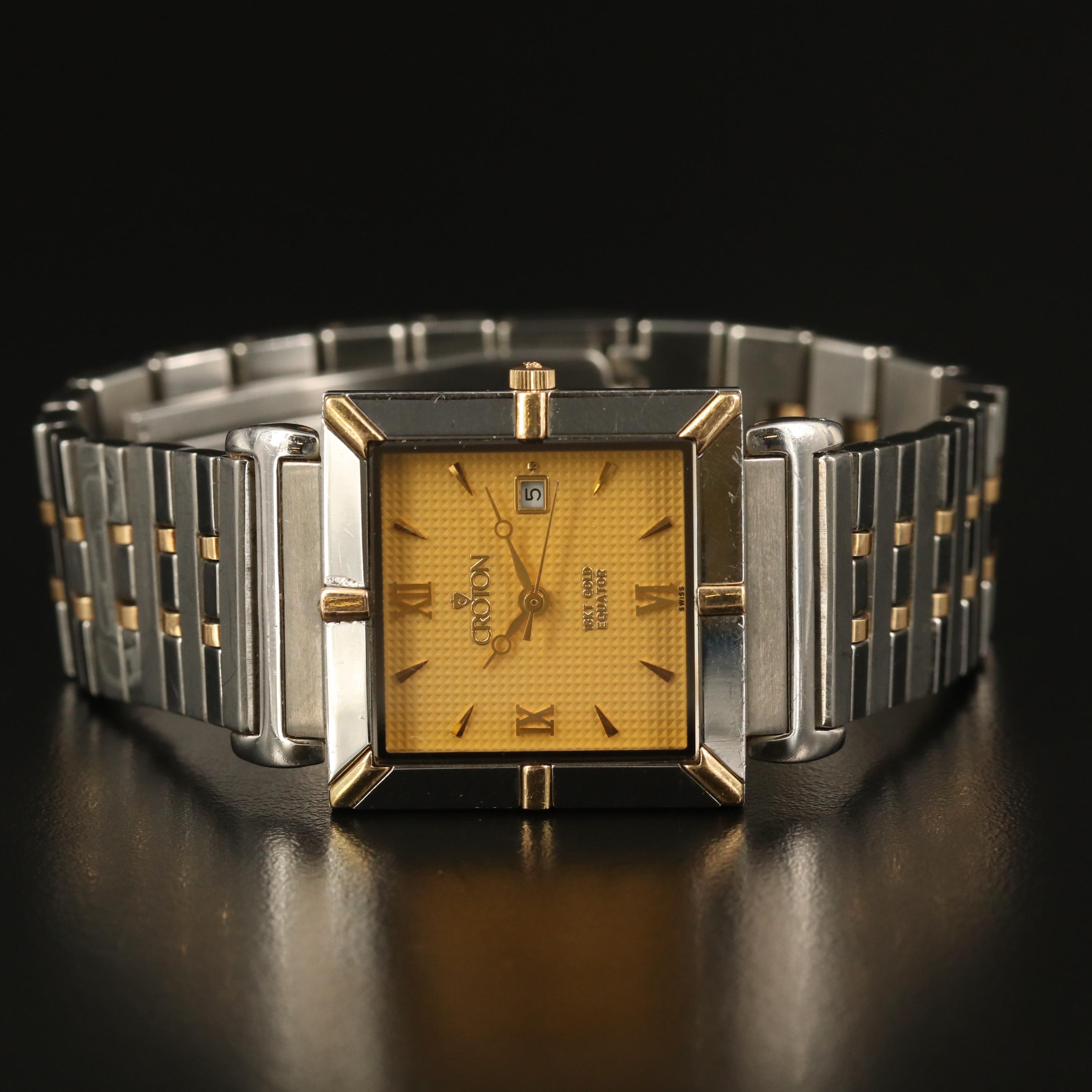 Croton "Equator" 18K Gold and Stainless Steel Quartz Watch