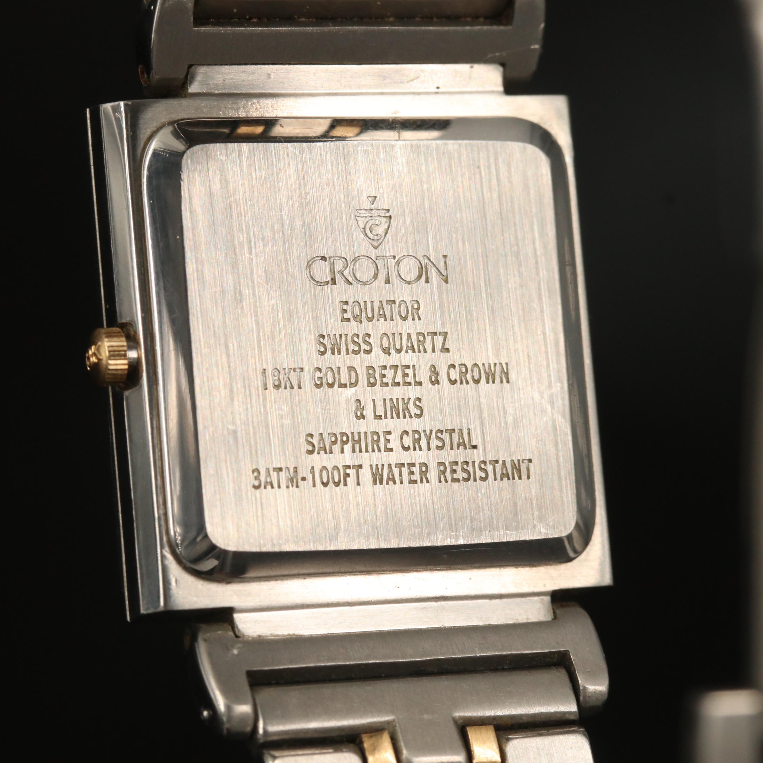 Croton "Equator" 18K Gold and Stainless Steel Quartz Watch