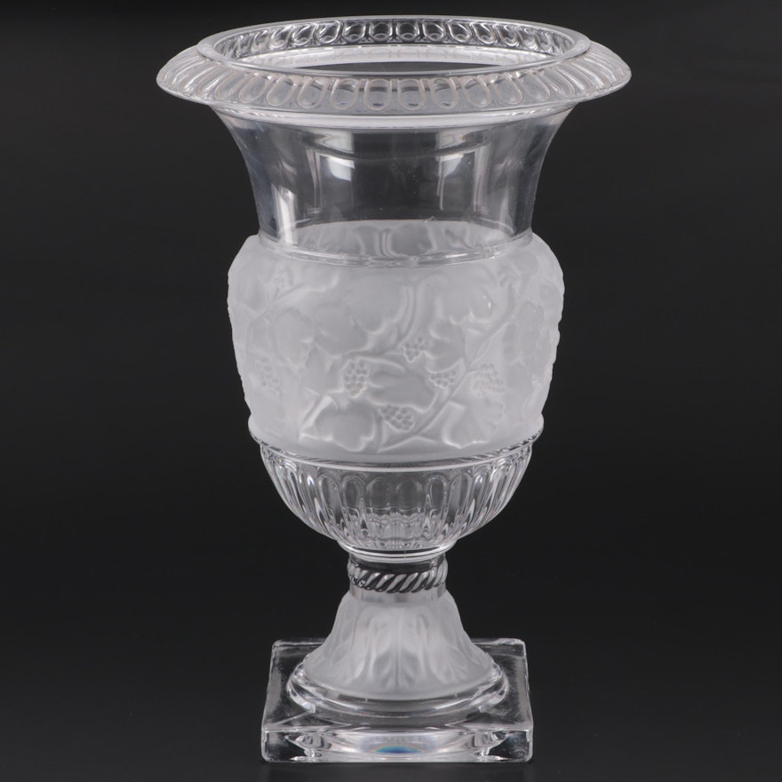Godinger "Athena" Frosted and Clear Glass Footed Vase