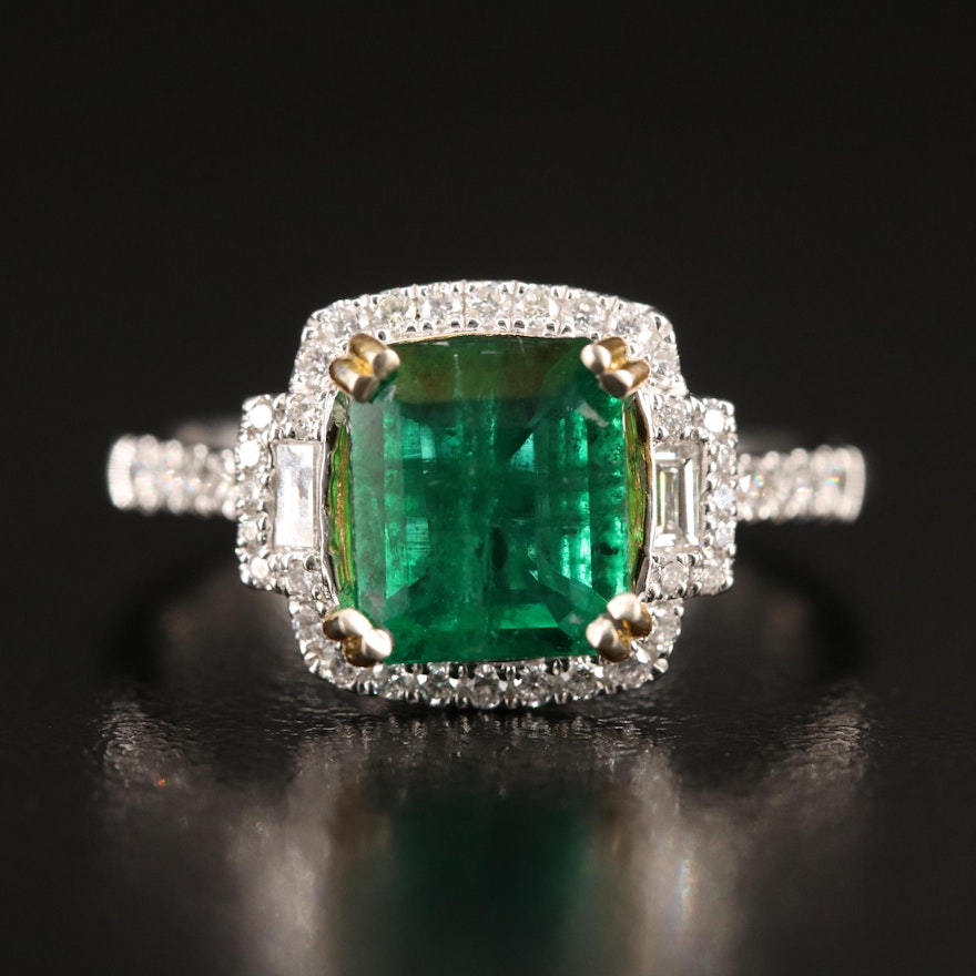 14K 2.04 CT Emerald and Diamond Ring