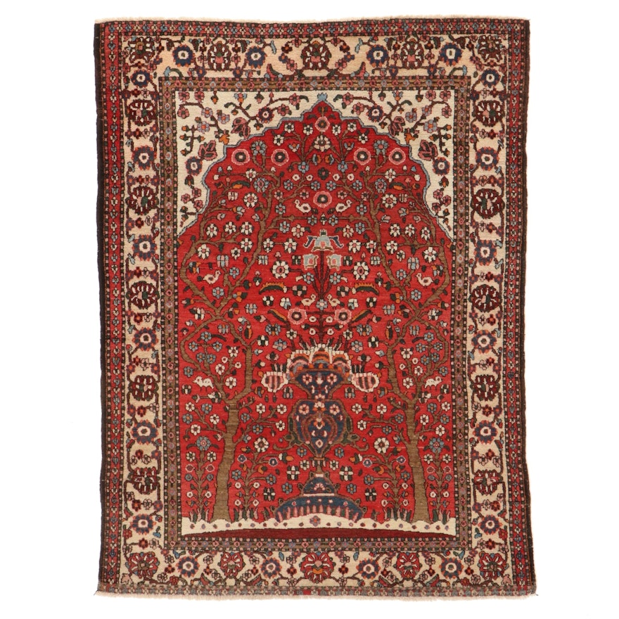4'9 x 6'5 Hand-Knotted Persian Bakhtiari Tree of Life Prayer Rug