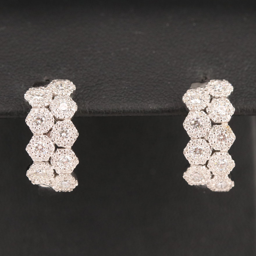 14K 1.32 CTW Diamond Hoop Earrings