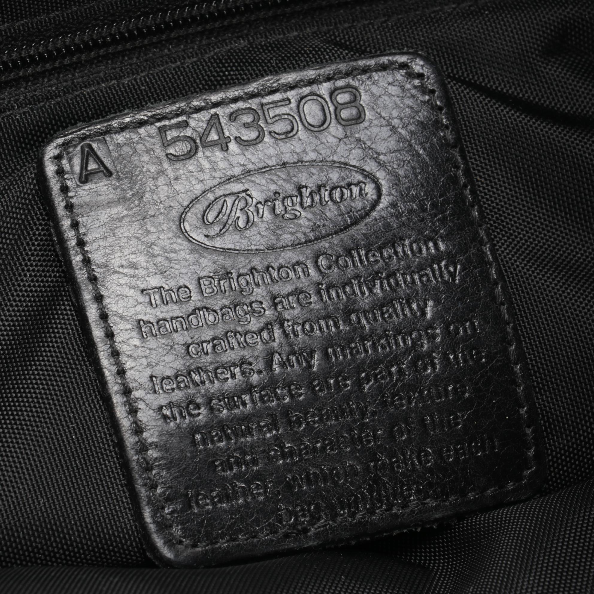 Brighton Backpack in Croc-Embossed Brown and Black Pebbled Leather