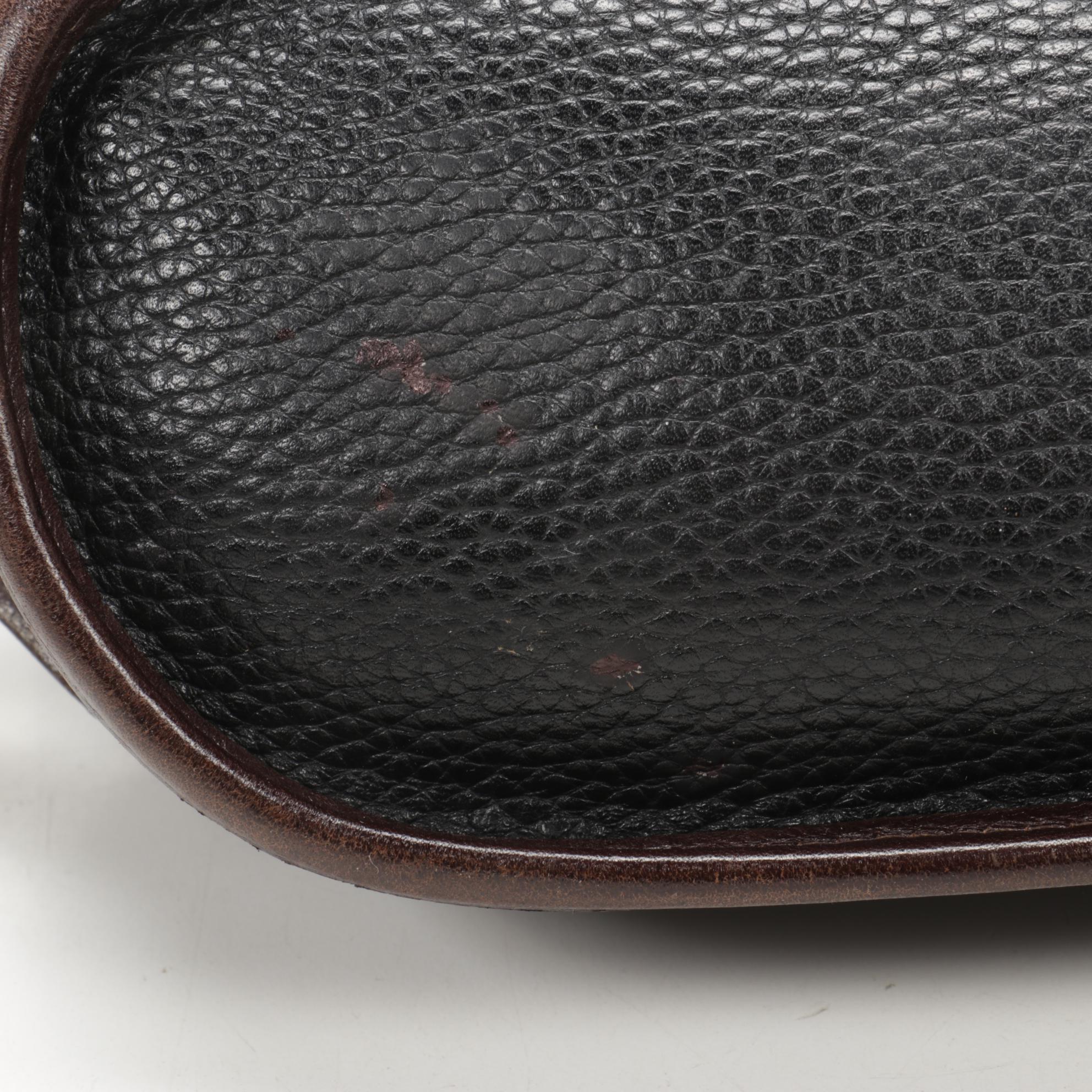 Brighton Backpack in Croc-Embossed Brown and Black Pebbled Leather