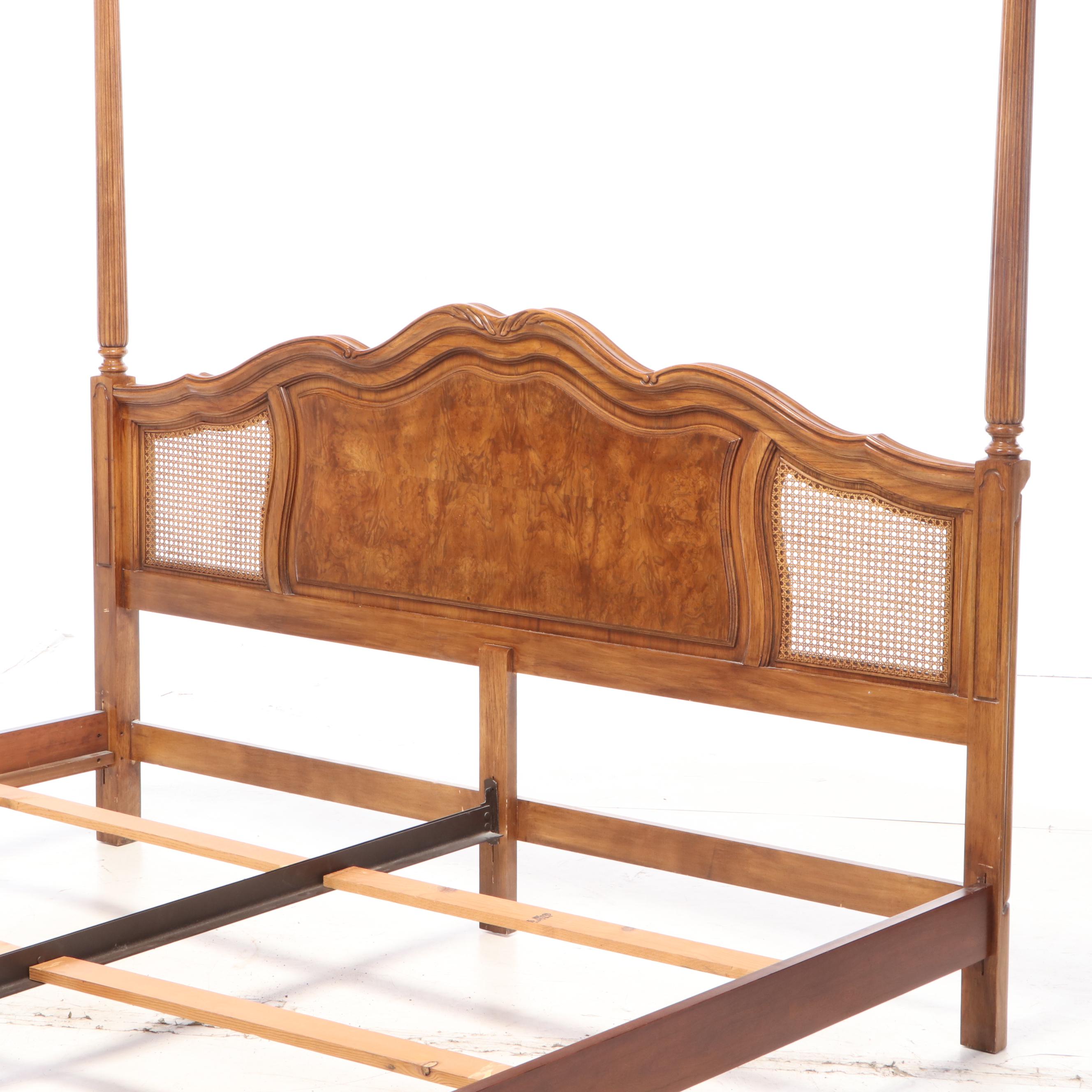 Thomasville French Provincial Walnut King Sized Canopy Bed Frame