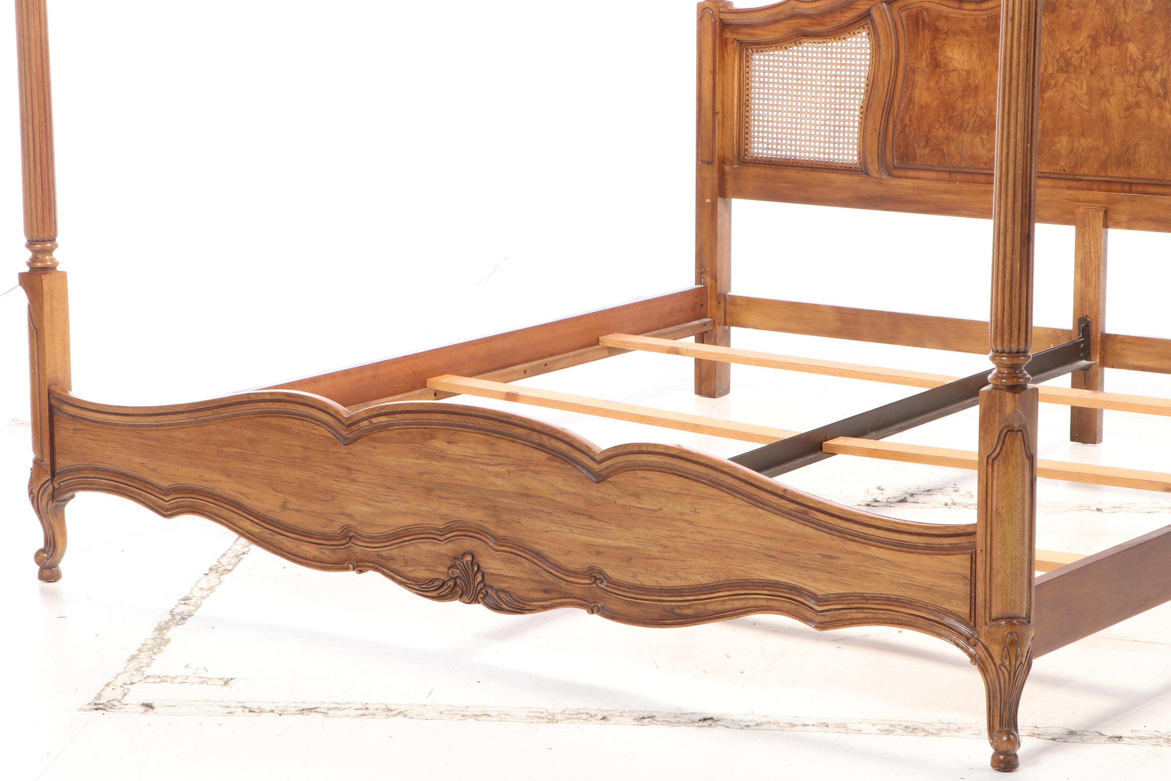 Thomasville French Provincial Walnut King Sized Canopy Bed Frame