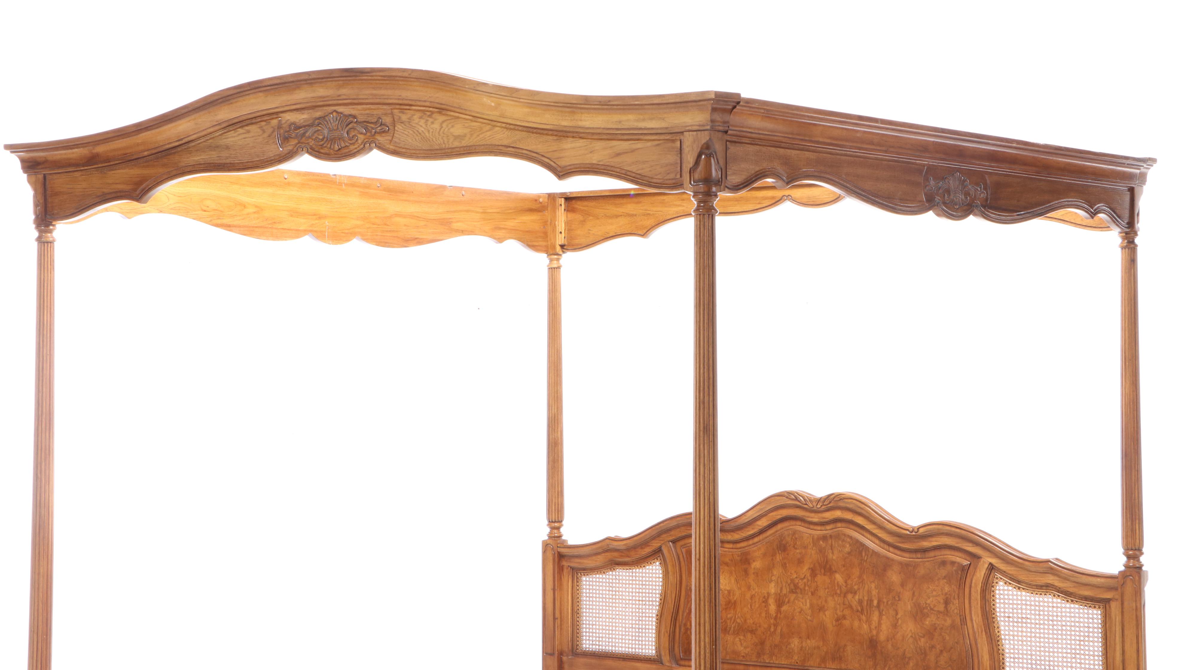 Thomasville French Provincial Walnut King Sized Canopy Bed Frame