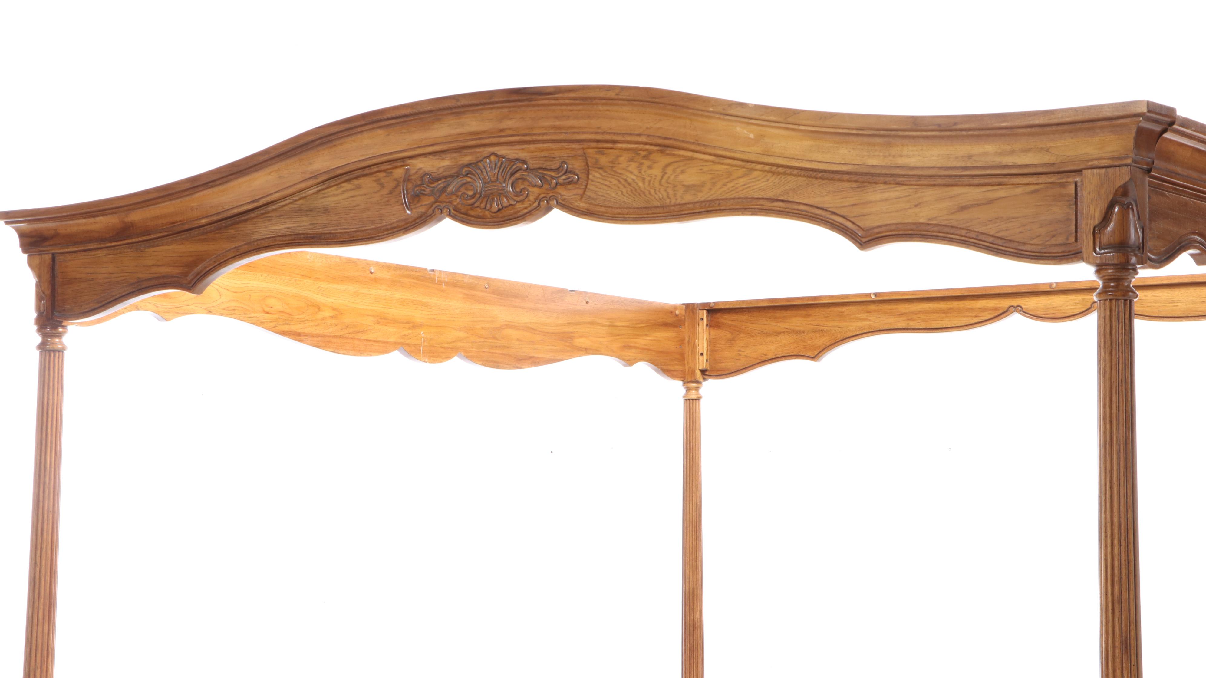 Thomasville French Provincial Walnut King Sized Canopy Bed Frame