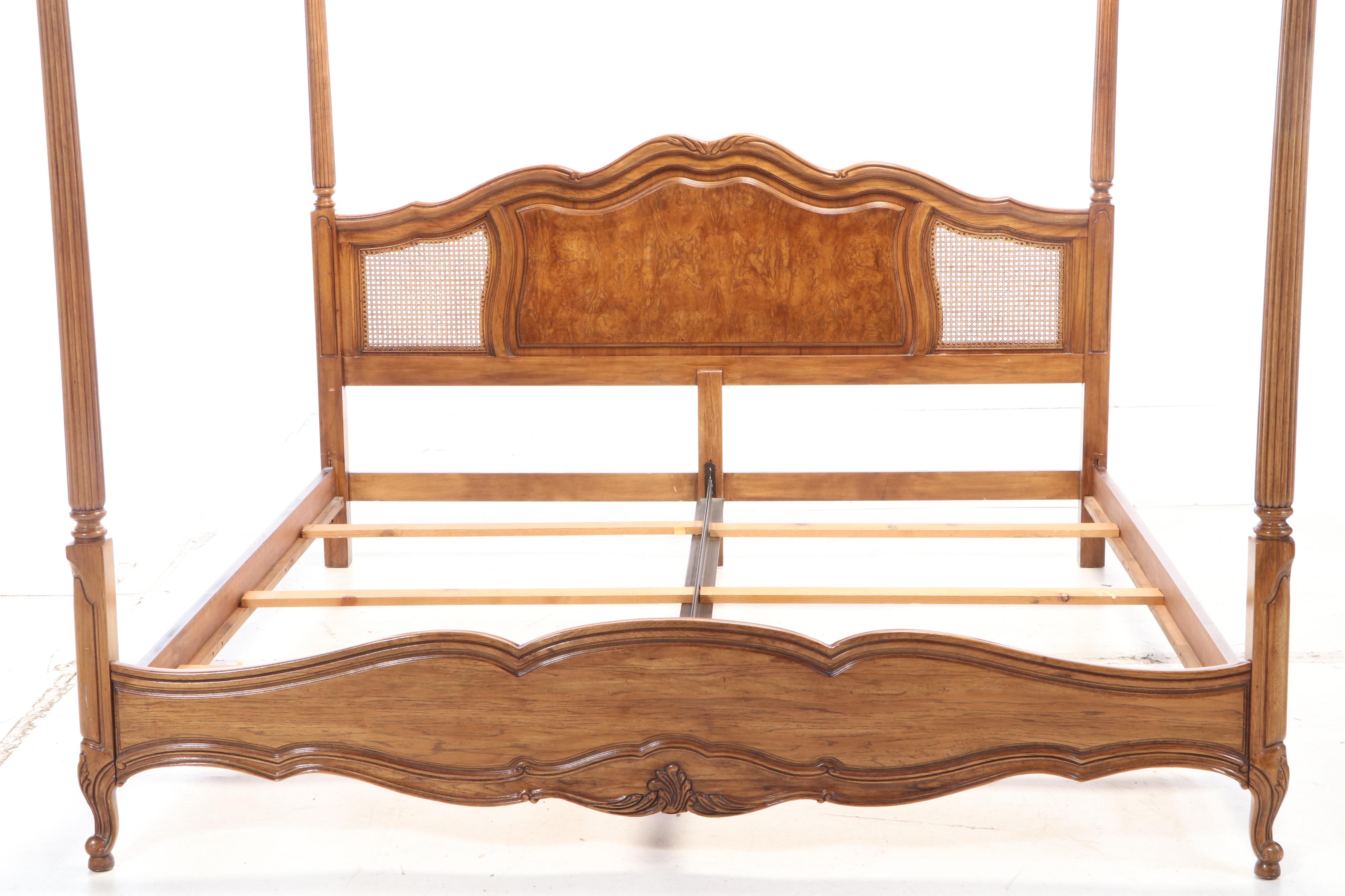 Thomasville French Provincial Walnut King Sized Canopy Bed Frame