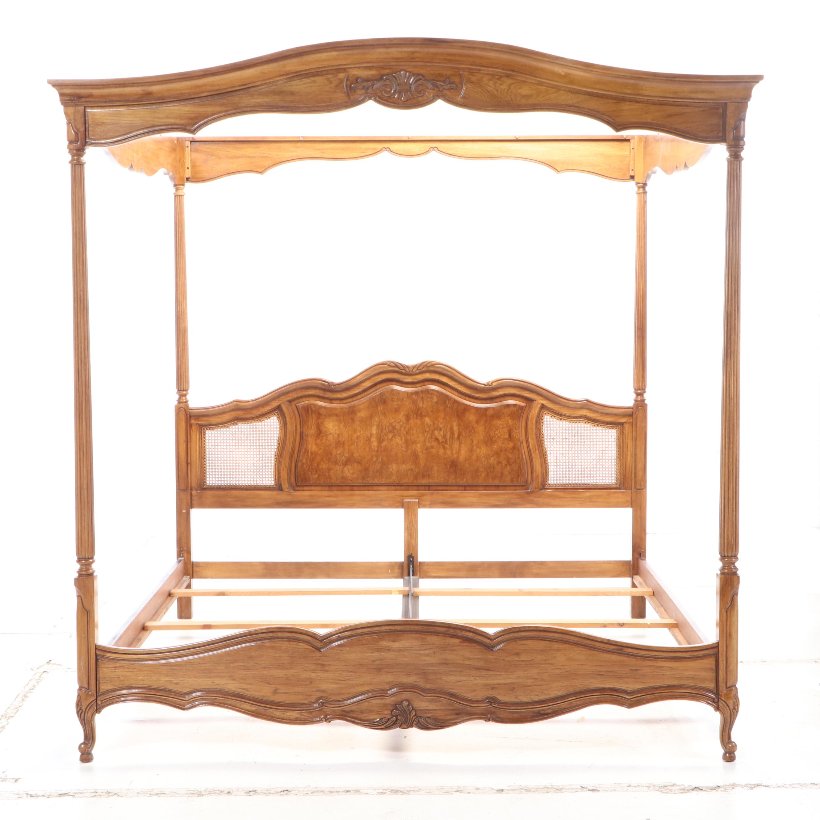 Thomasville French Provincial Walnut King Sized Canopy Bed Frame