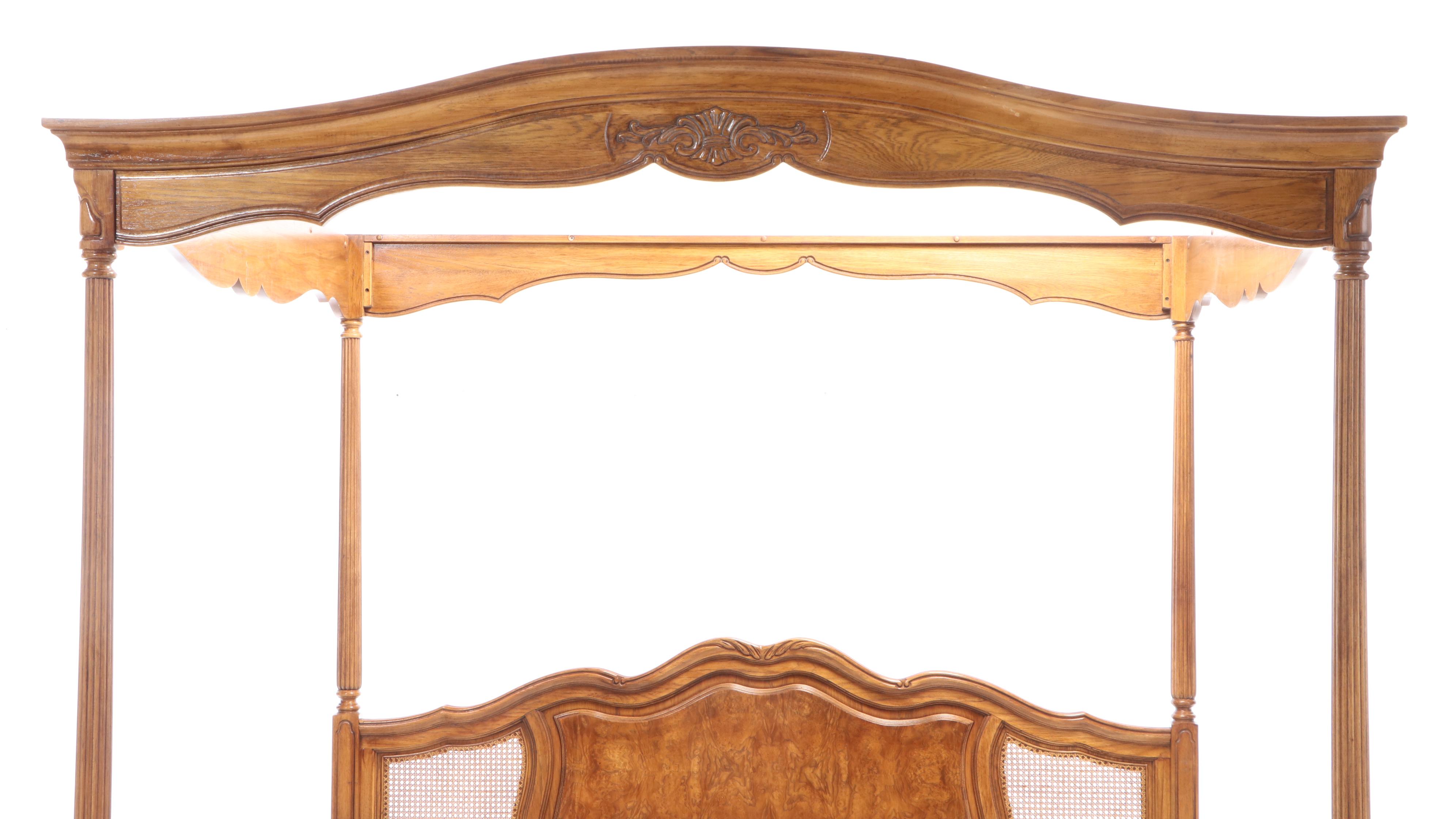 Thomasville French Provincial Walnut King Sized Canopy Bed Frame