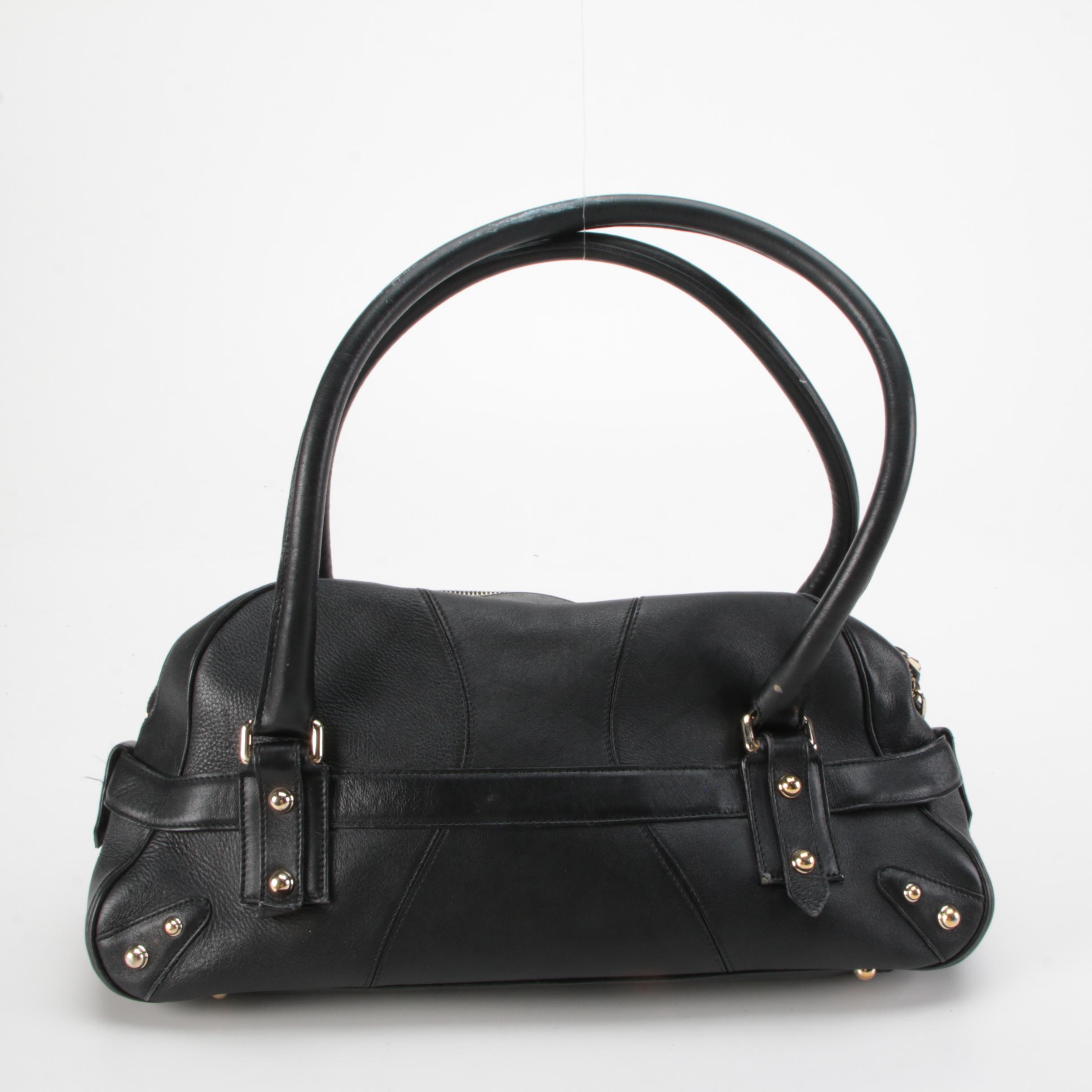 Gucci Large Horsebit Chain Shoulder Bag in Black Leather