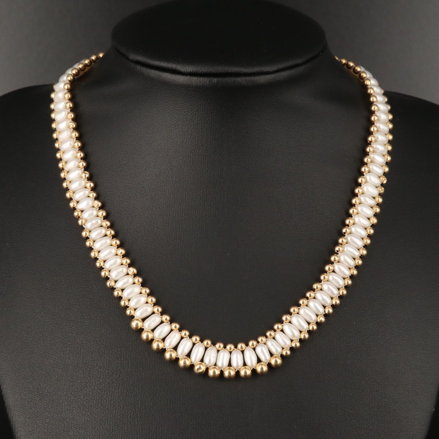 14K Semi-Baroque Pearl Graduated Necklace