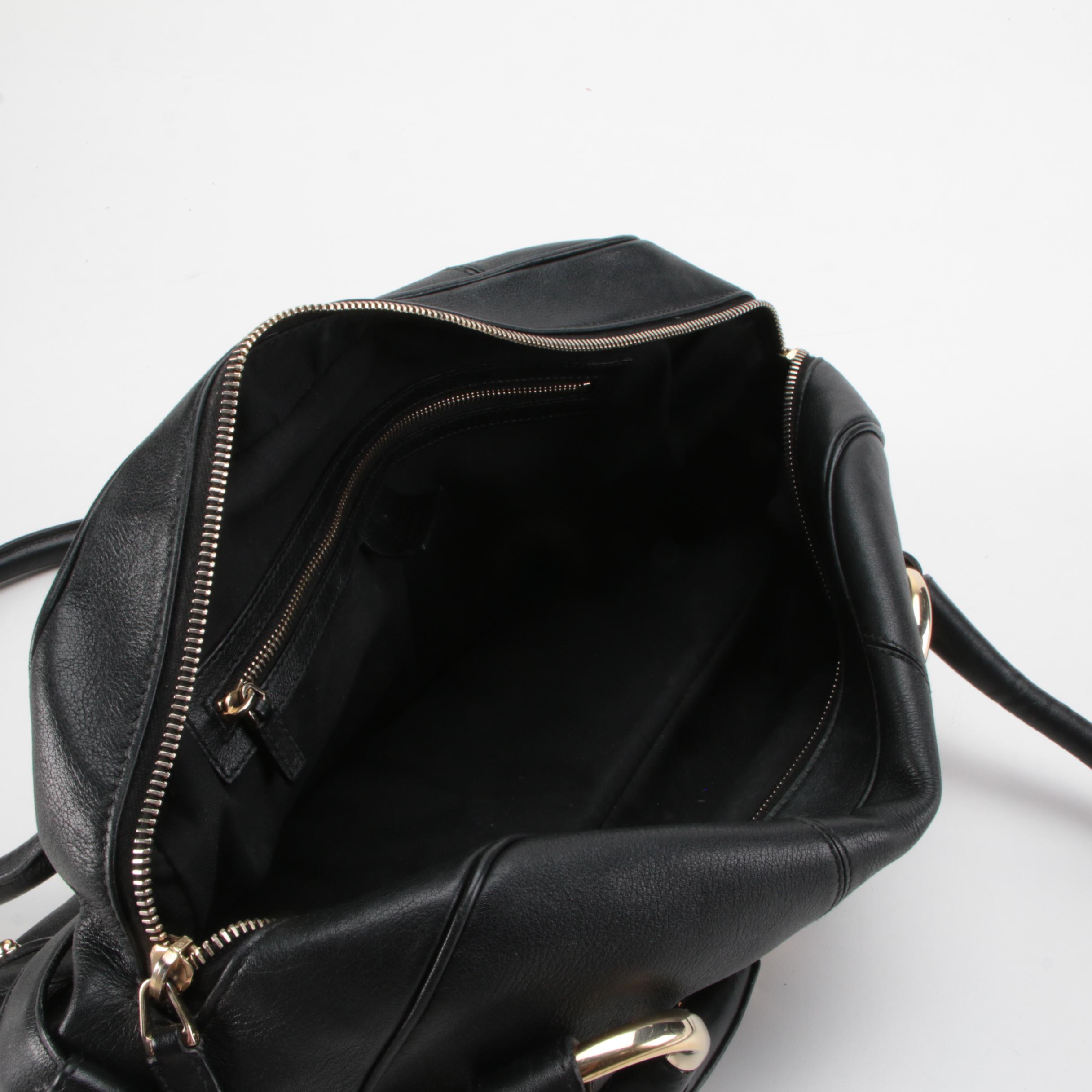 Gucci Large Horsebit Chain Shoulder Bag in Black Leather