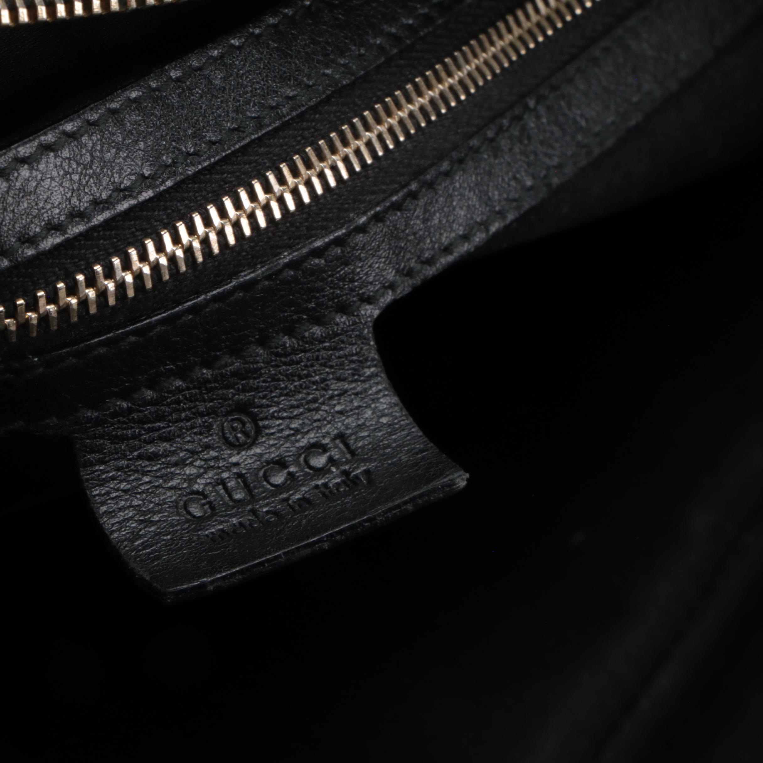 Gucci Large Horsebit Chain Shoulder Bag in Black Leather