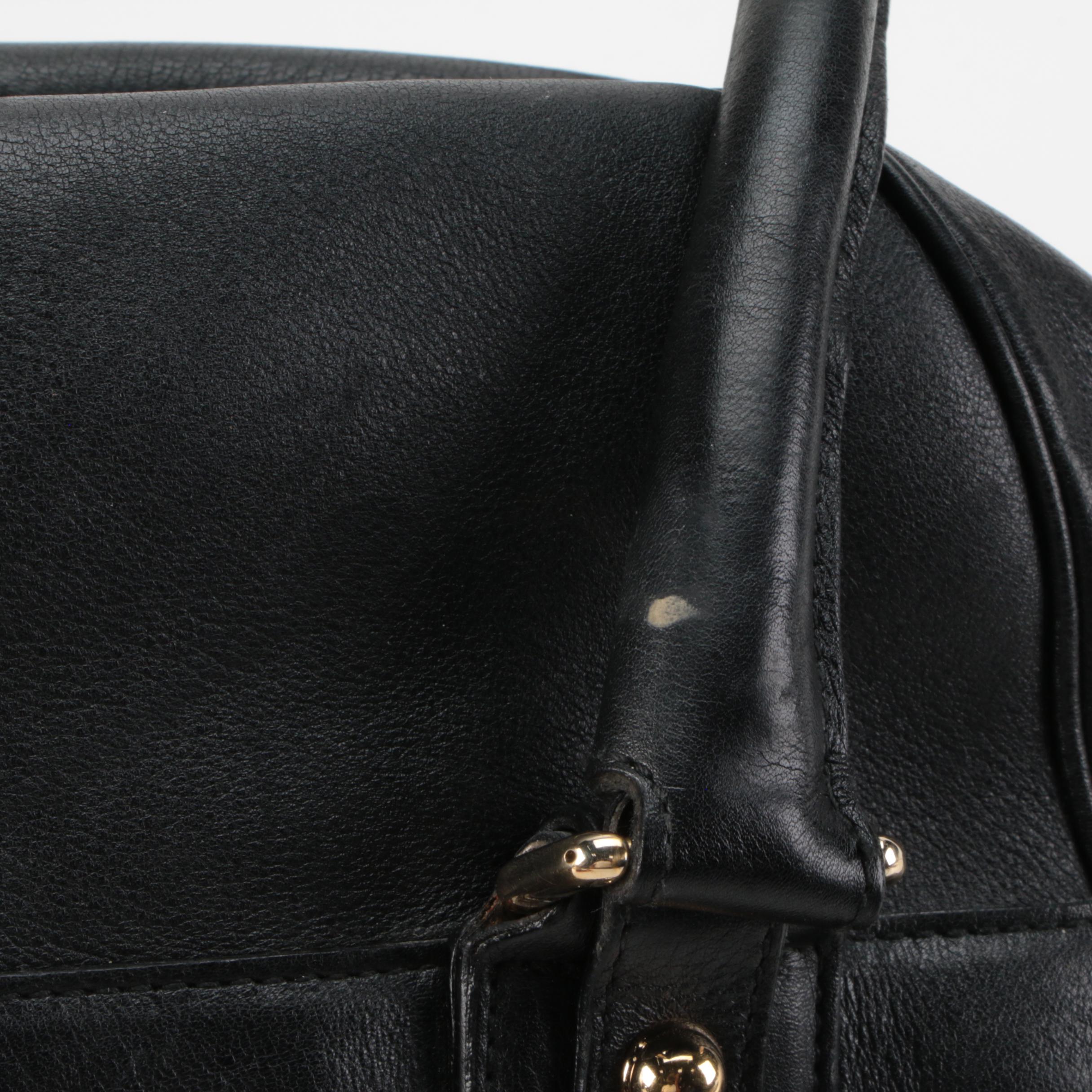 Gucci Large Horsebit Chain Shoulder Bag in Black Leather