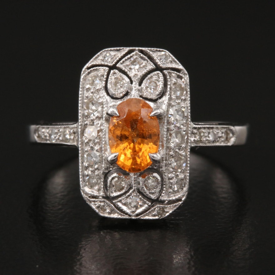 18K Spessartine Garnet and Diamond Ring