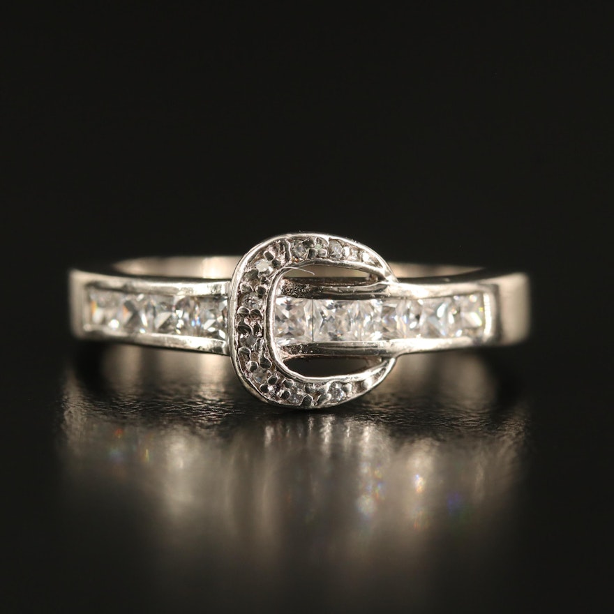 Sterling Cubic Zirconia Buckle Ring