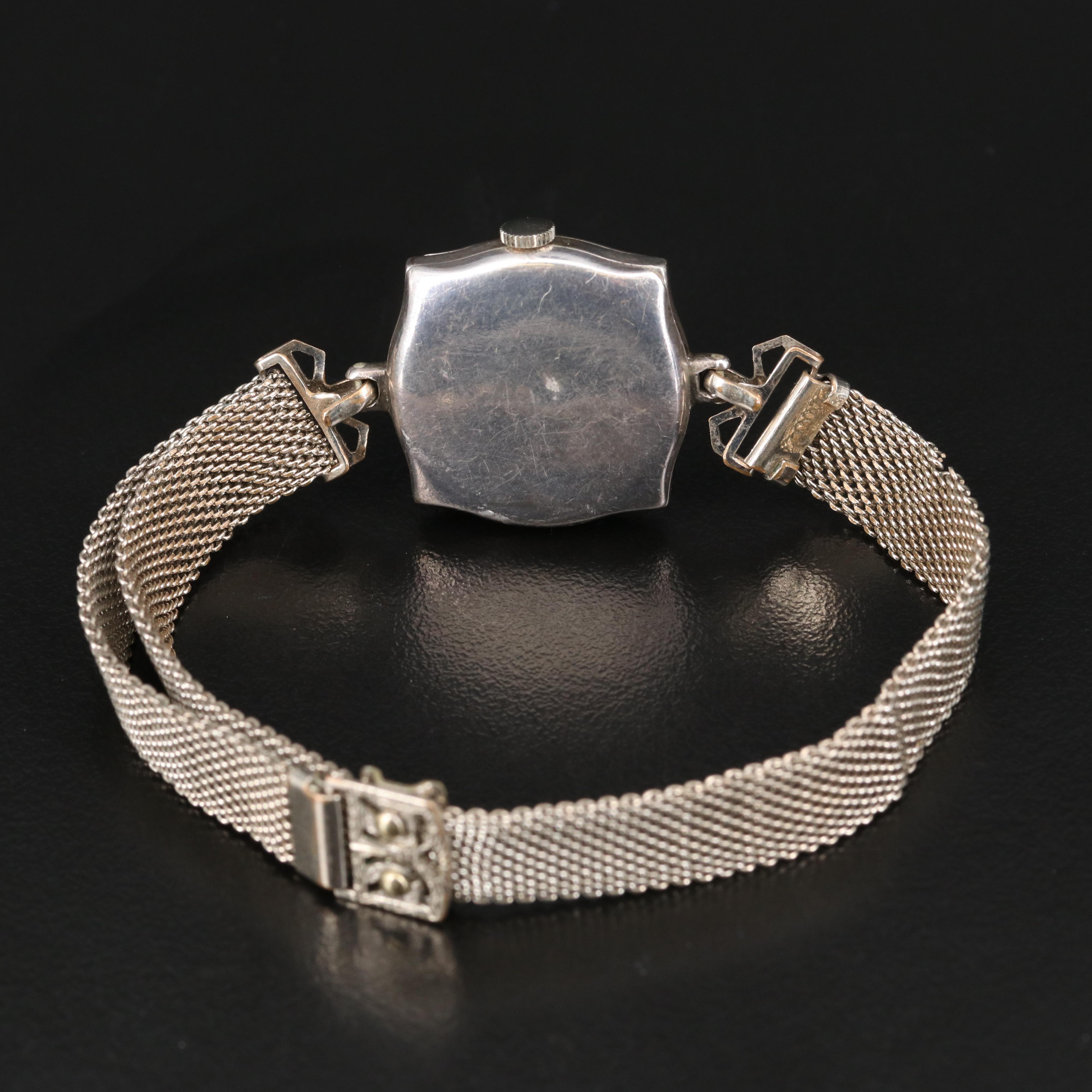 1920s Nimo 800 Silver and Enamel Stem Wind Watch