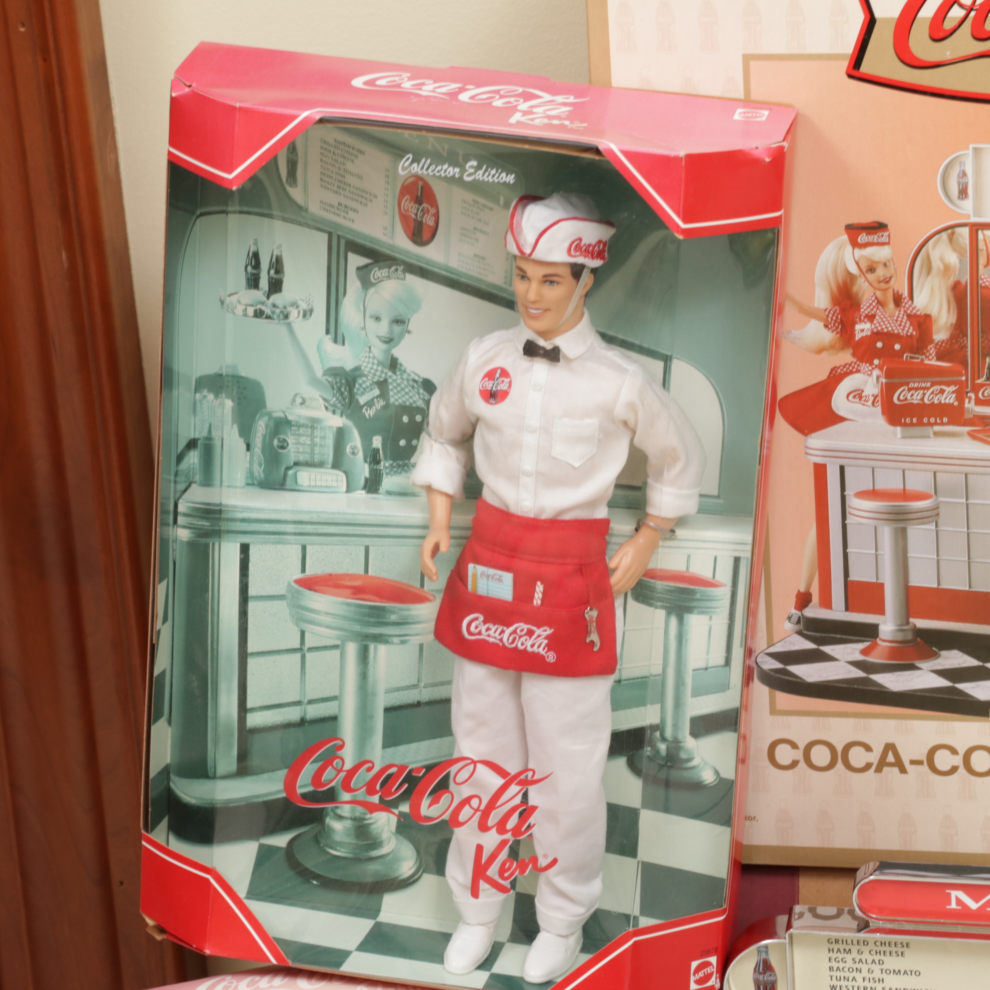 Mattel Coca-Cola Themed Barbies with Classic Diner Soda Fountain