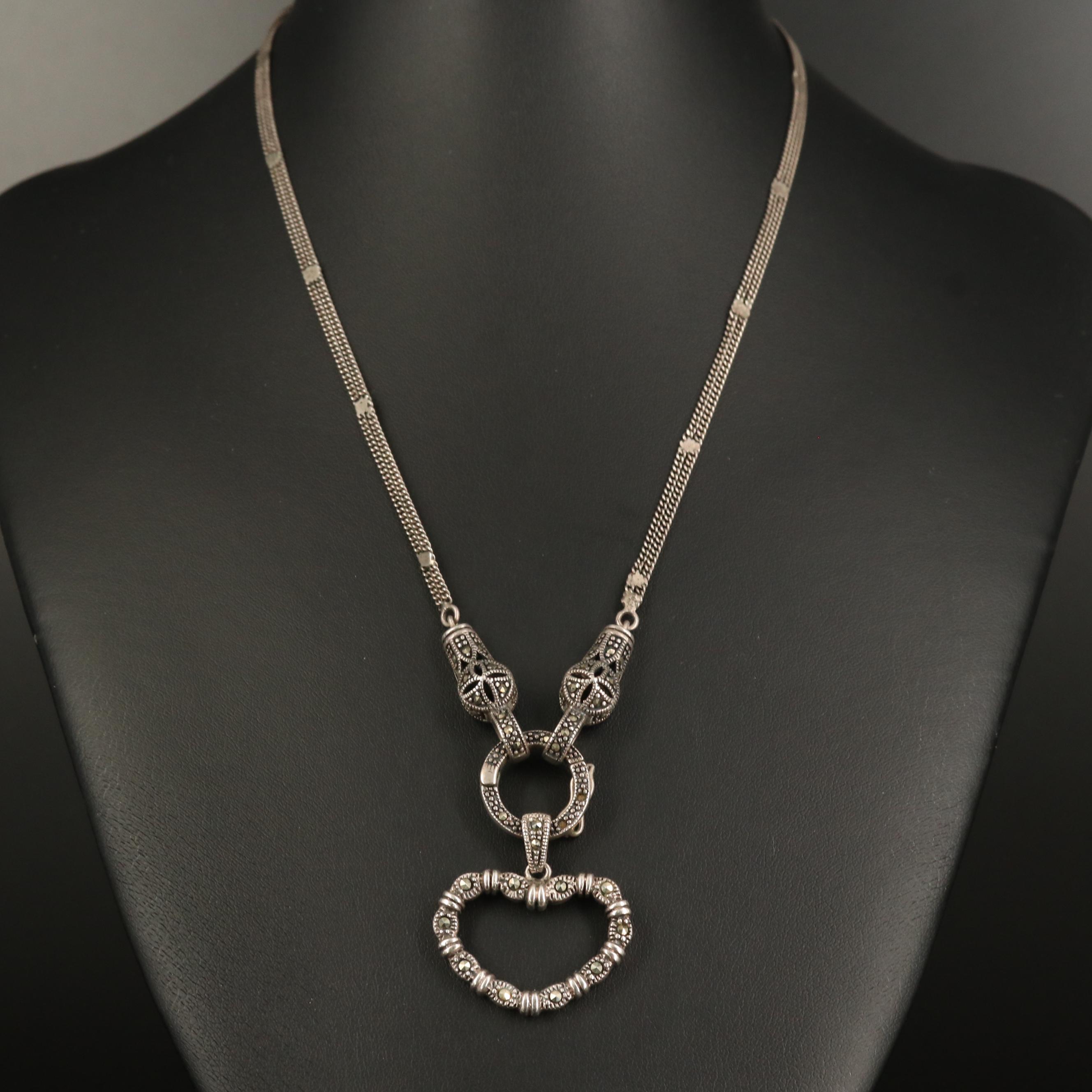 Sterling Marcasite Jewelry Featuring Judith Jack Dome Earrings