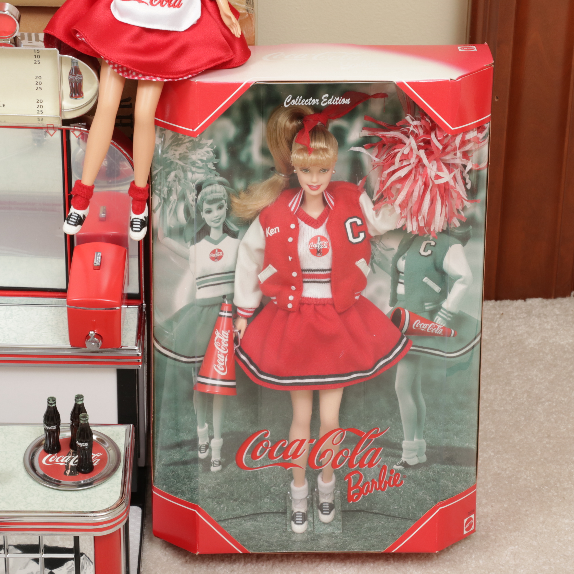 Mattel Coca-Cola Themed Barbies with Classic Diner Soda Fountain