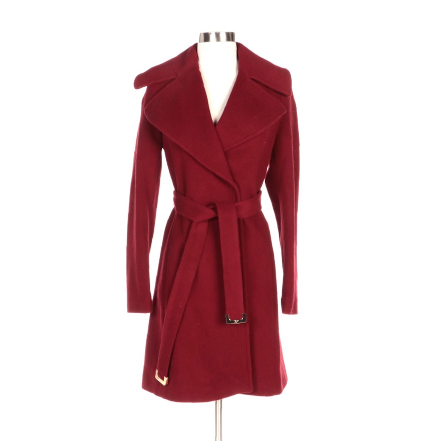 Diane von Furstenberg Red Nikki Coat with Tie Belt