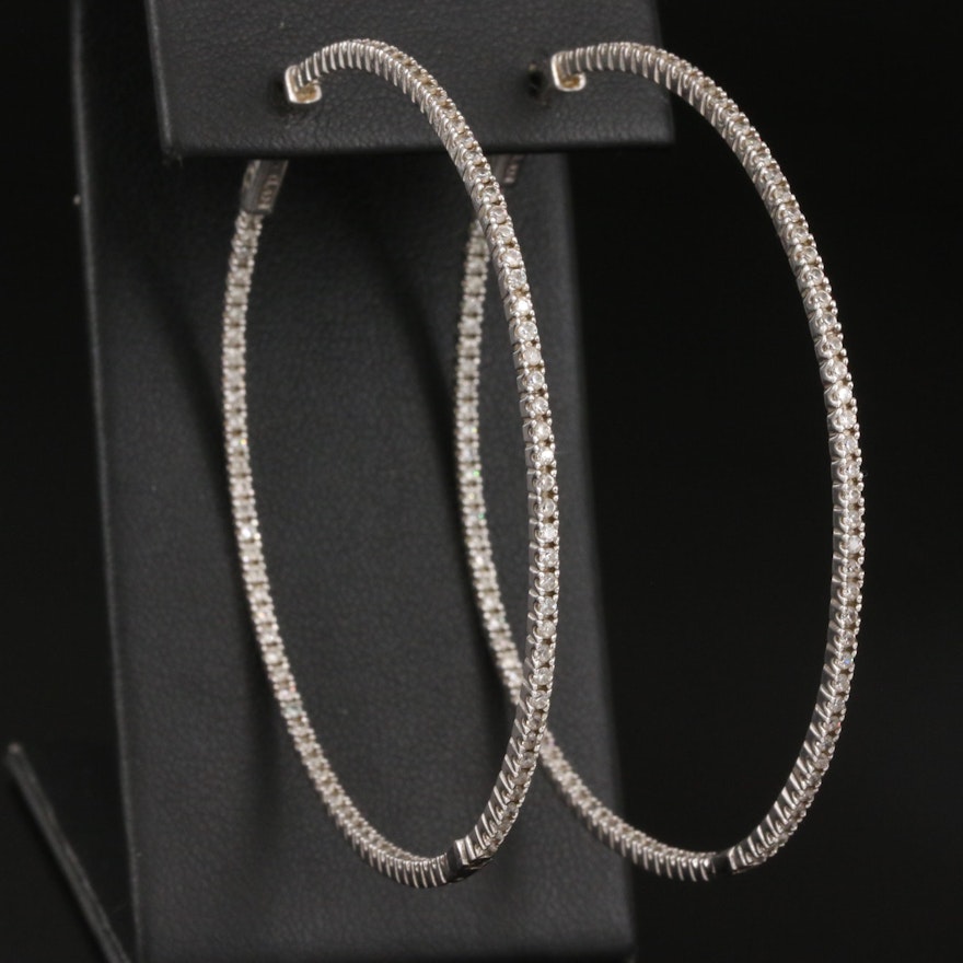 Sterling Cubic Zirconia Inside-Out Hoop Earrings