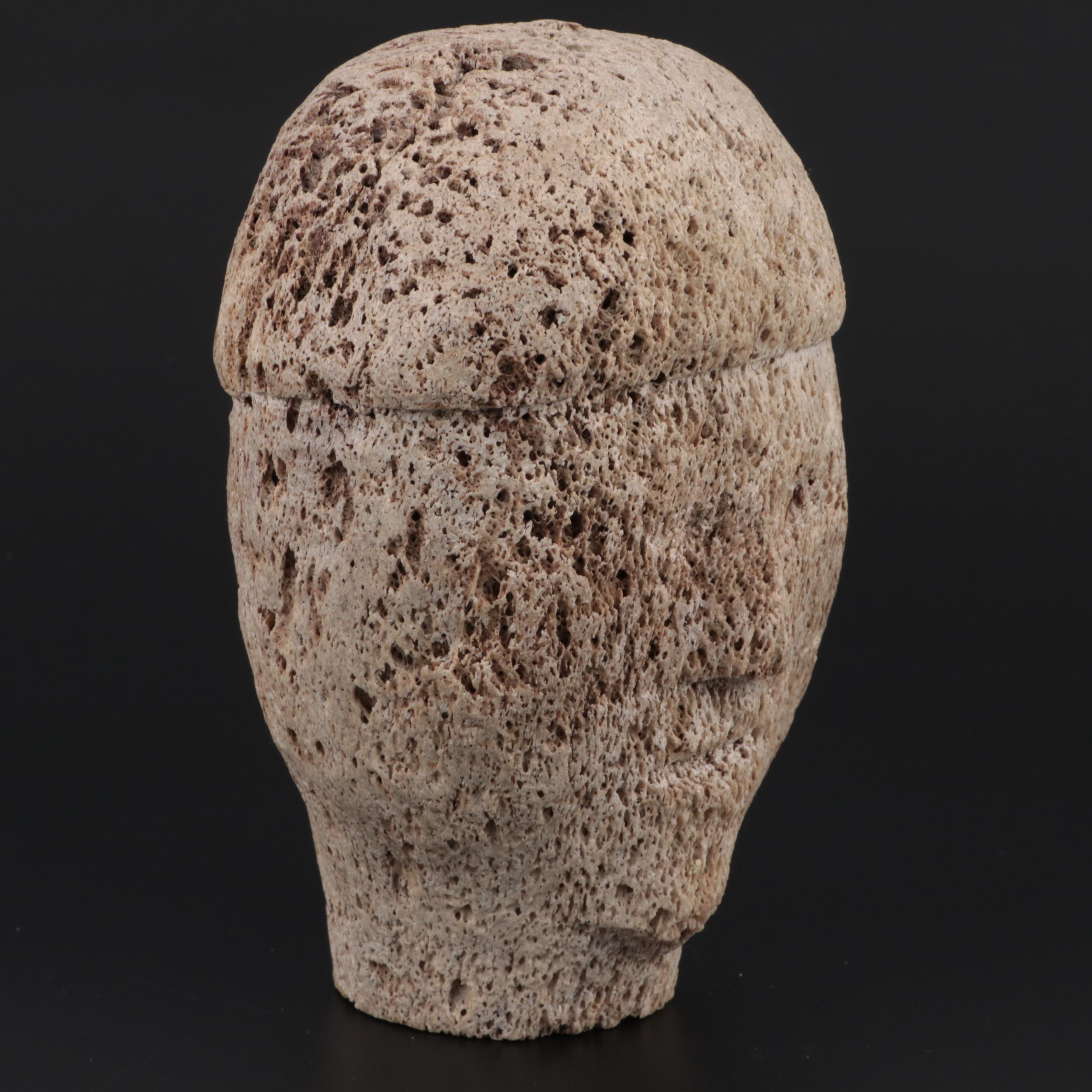 Inuit Carved Whale Bone Head Effigy