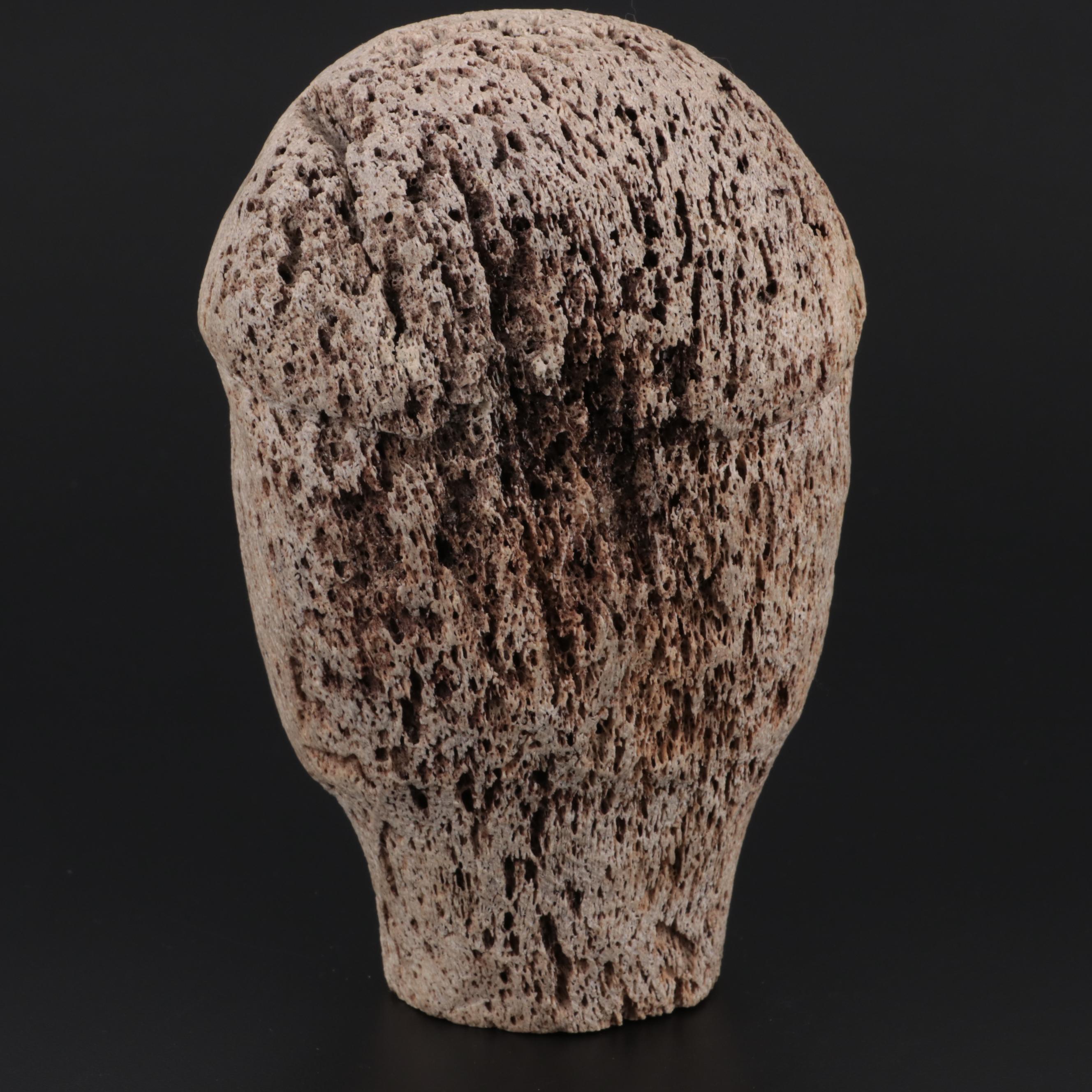 Inuit Carved Whale Bone Head Effigy